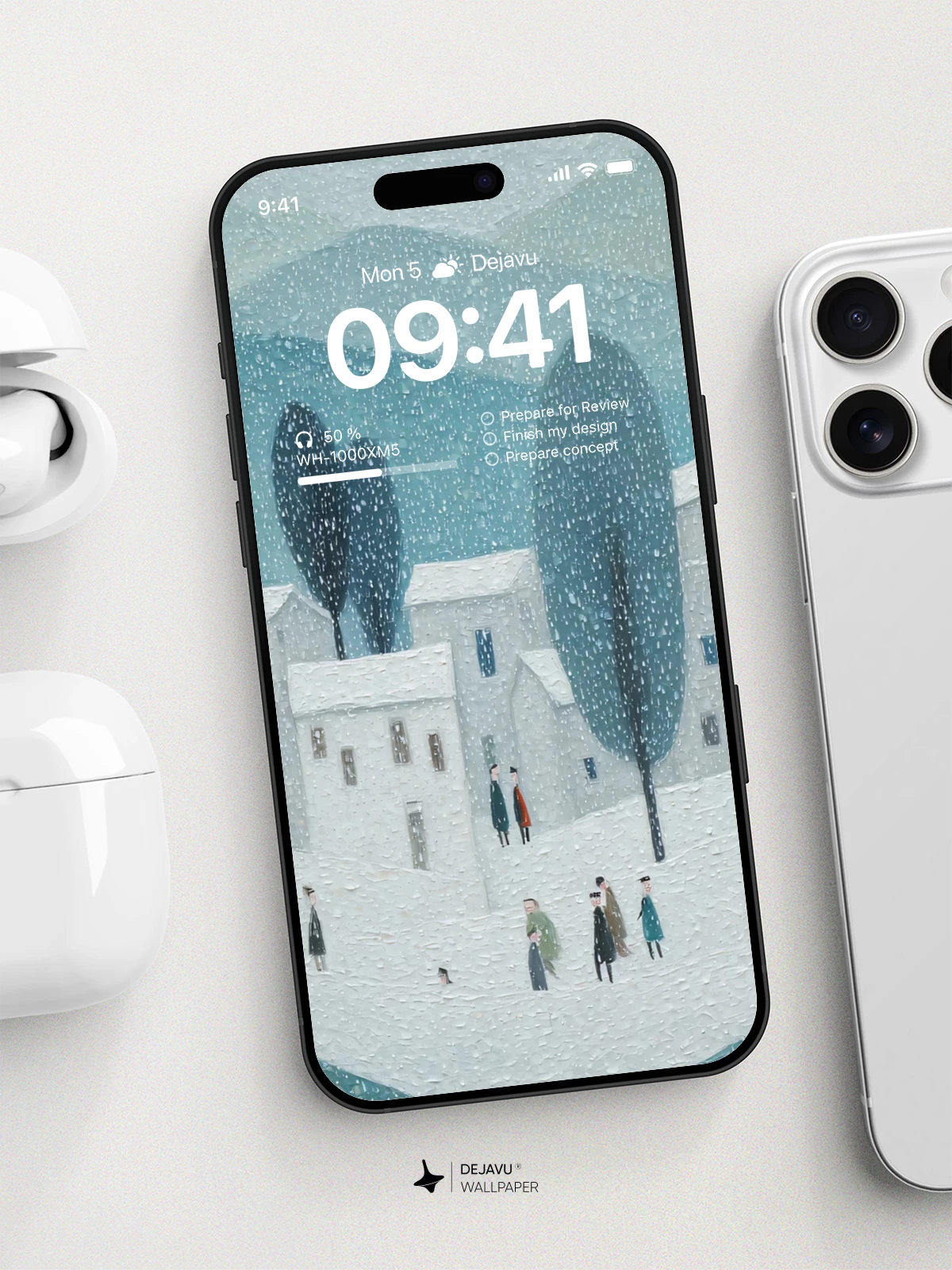 Winter Village Snowy Landscape Wallpaper 4K for iPhone Lock Screen