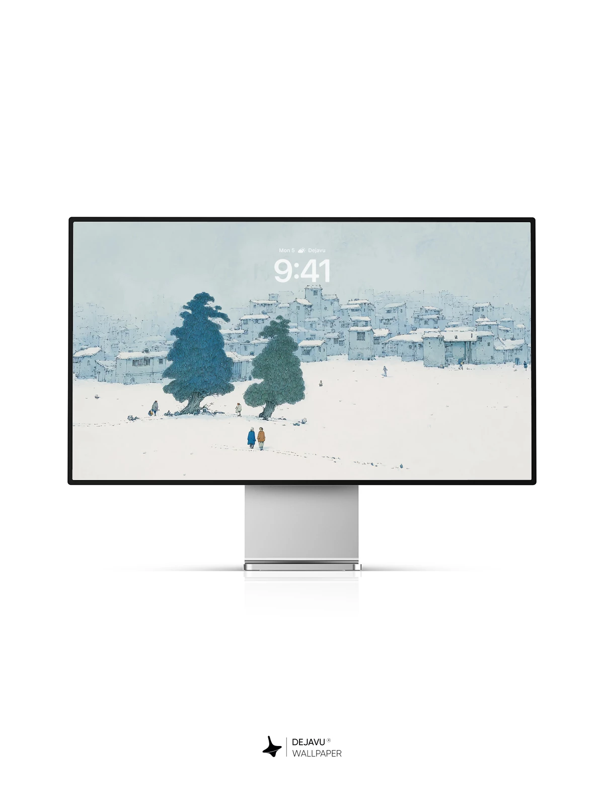 Winter Snowy Town Landscape Wallpaper 4K for iPhone Lock Screen