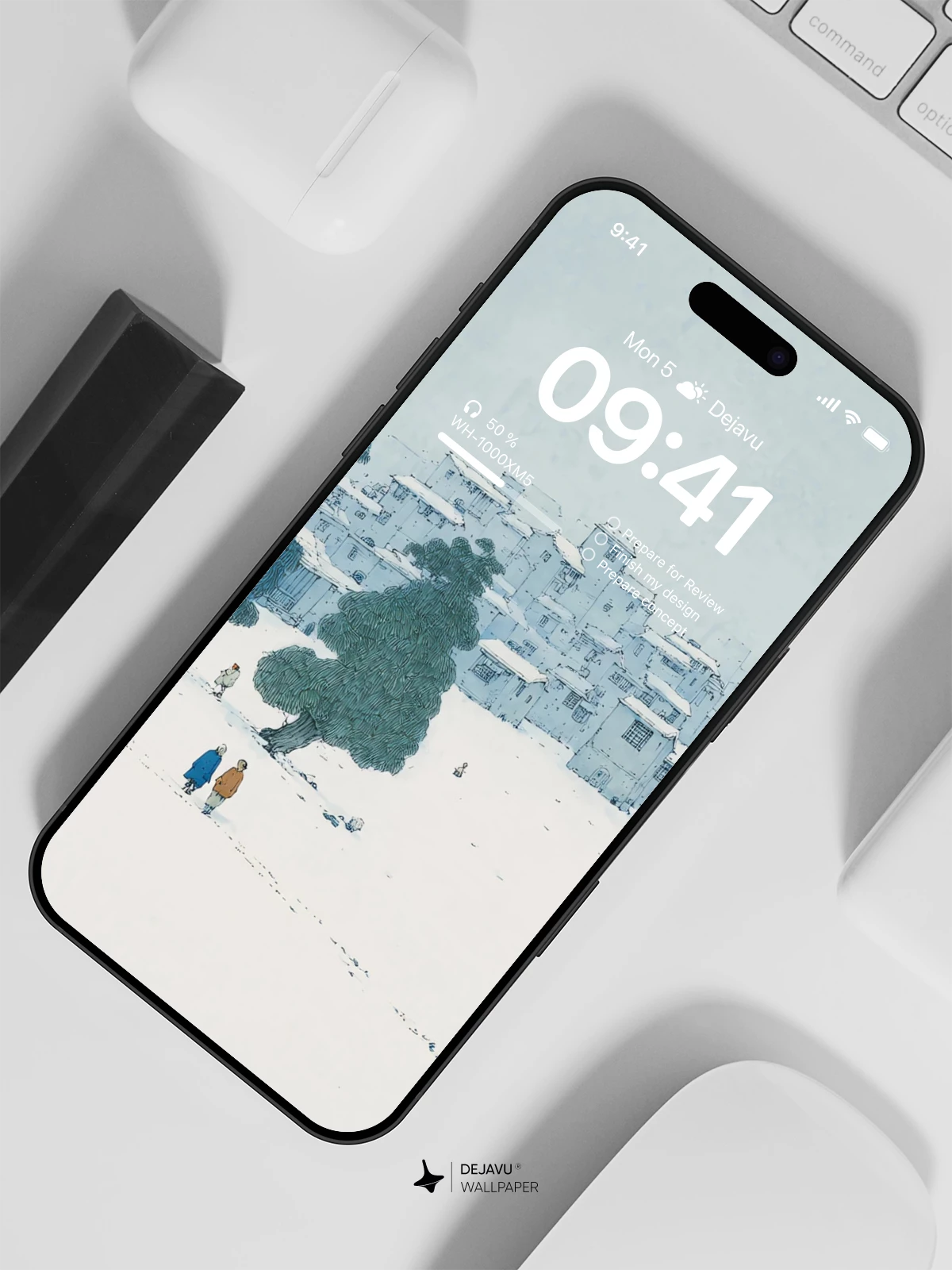 Winter Snowy Town Landscape Wallpaper 4K for iPhone Lock Screen