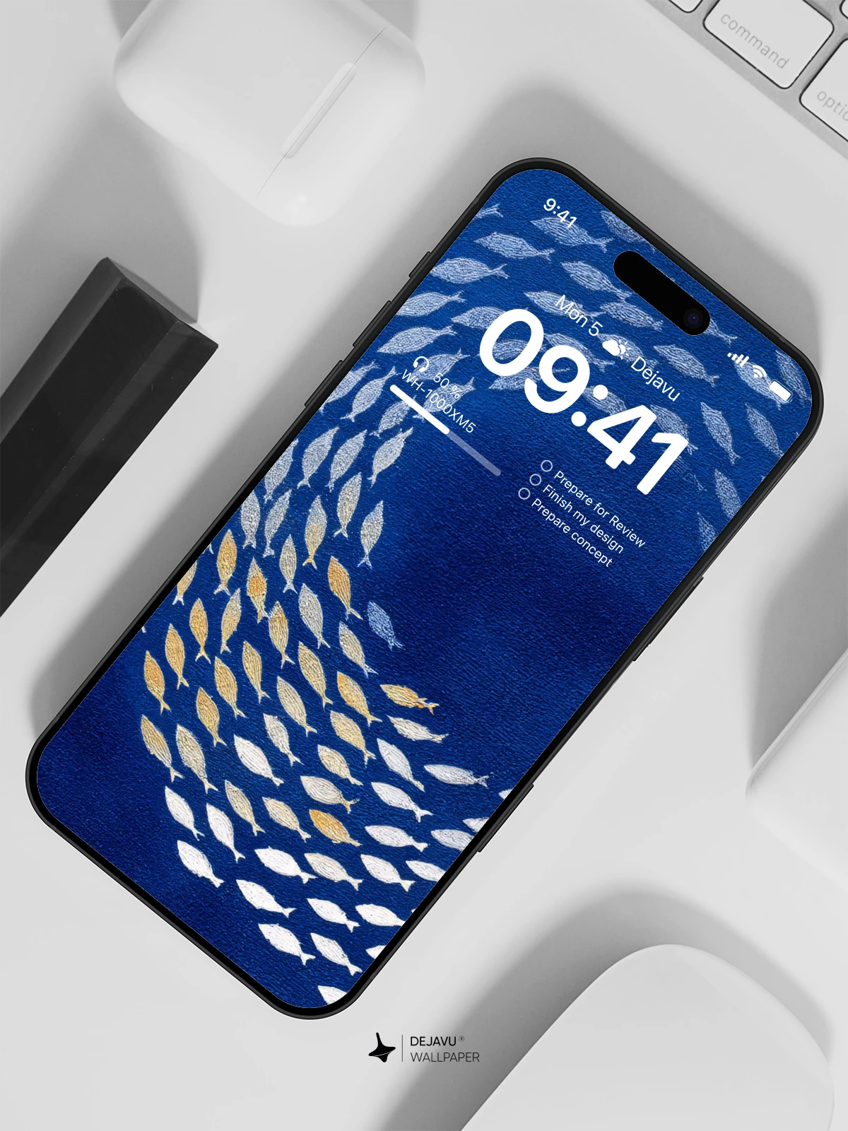 School of Fish Ocean Blue Wallpaper 4K for iPhone Lock Screen