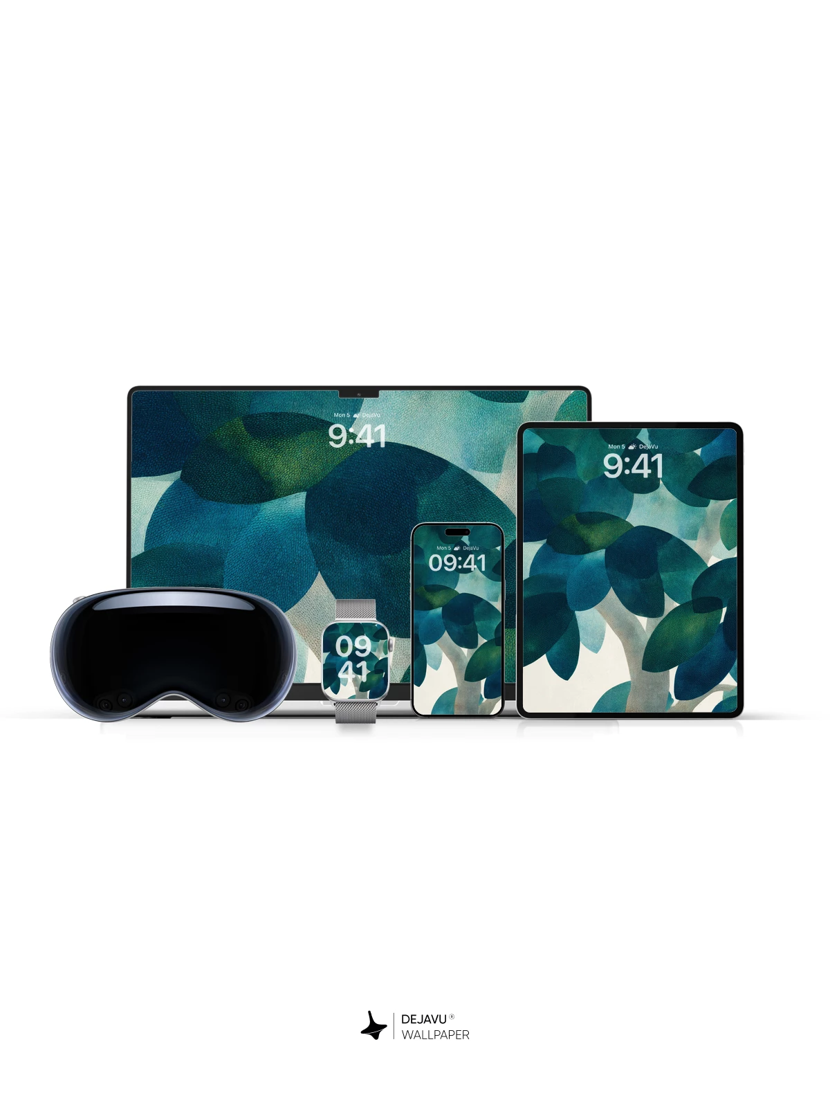 Abstract Teal Leaves Wallpaper 4K for iPhone Lock Screen