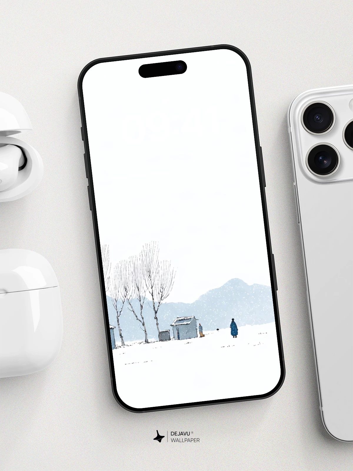 Minimalist Winter Landscape Wallpaper 4K for iPhone Lock Screen