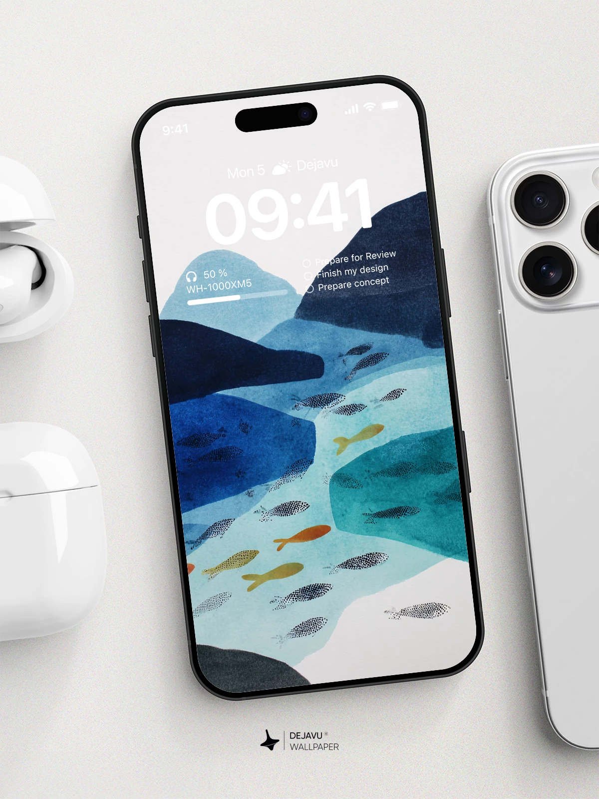 Abstract Ocean Fish Wall Art 4K Wallpaper for iPhone Lock Screen