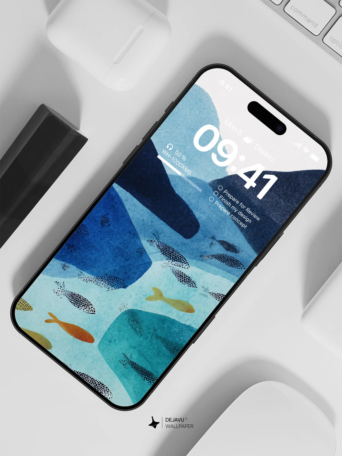 Abstract Ocean Fish Wall Art 4K Wallpaper for iPhone Lock Screen