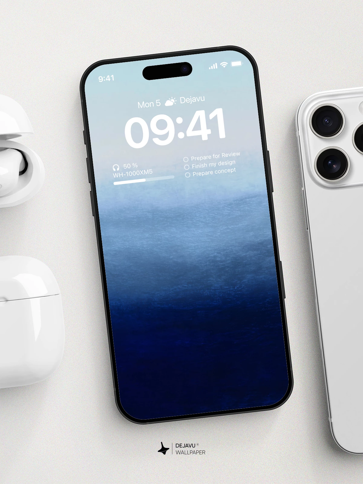 Deep Blue Ocean Gradient Wallpaper 4K for iPhone Lock Screen