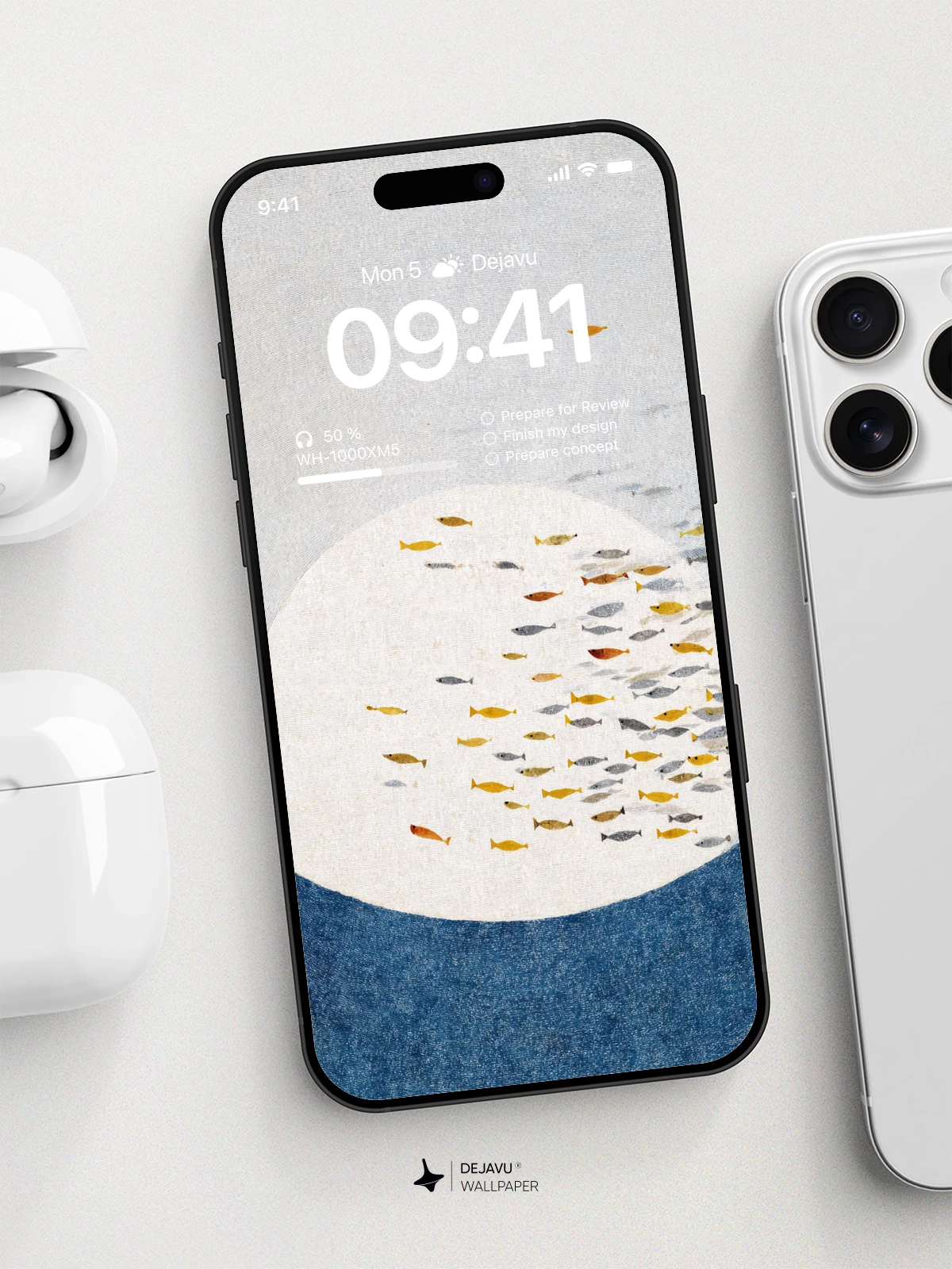 Minimalist Fish School Wallpaper 4K for iPhone Lock Screen