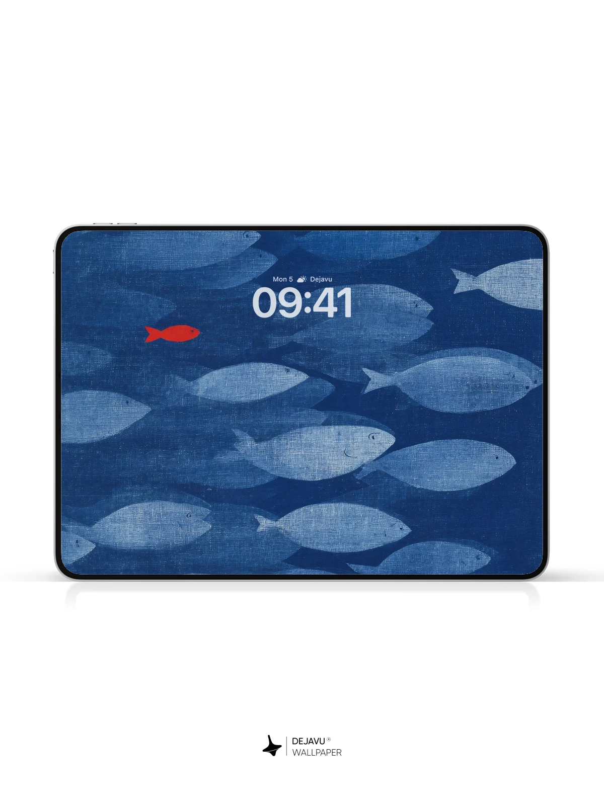Blue Fish School Red Fish Minimalist Wallpaper 4K for iPhone Lock Screen