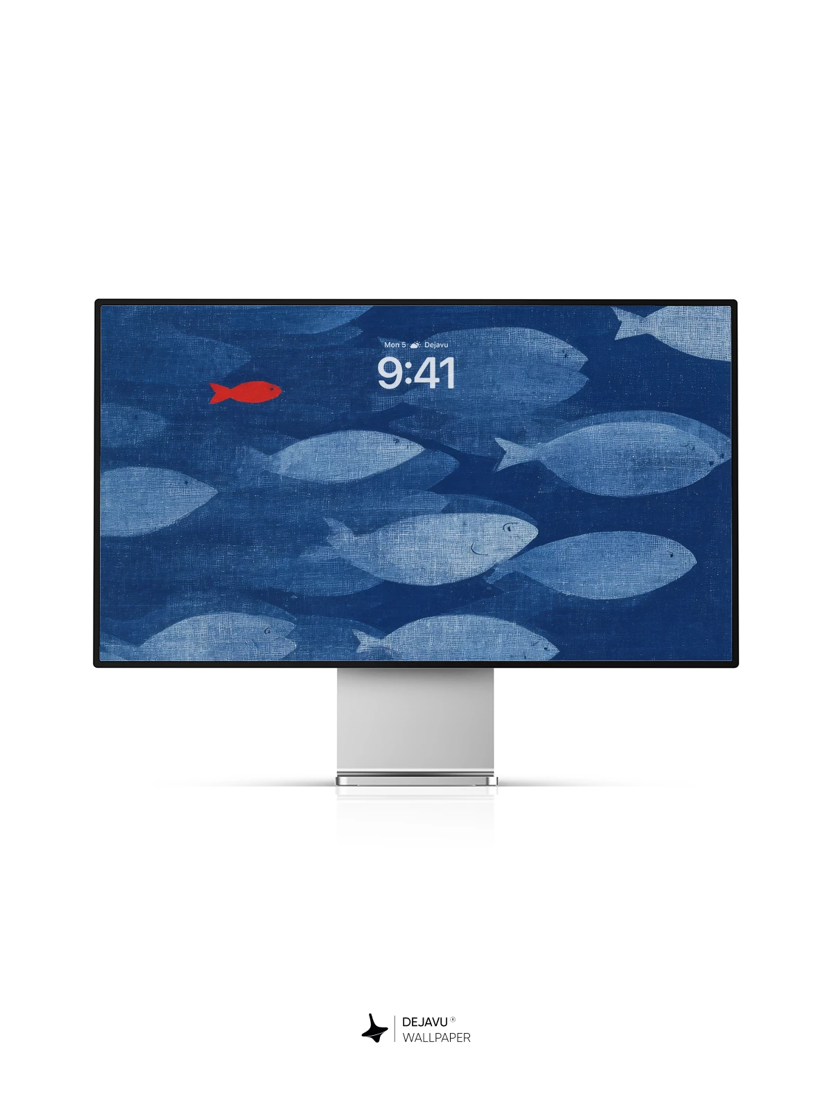Blue Fish School Red Fish Minimalist Wallpaper 4K for iPhone Lock Screen