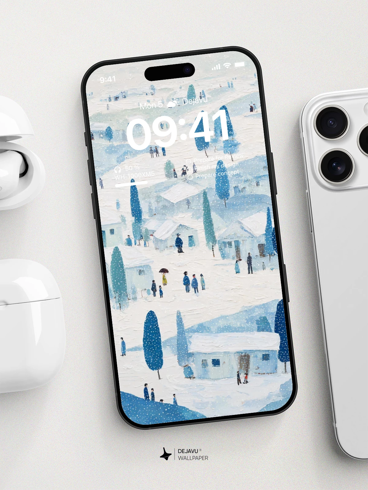 Winter Village Landscape Wallpaper 4K for iPhone Lock Screen