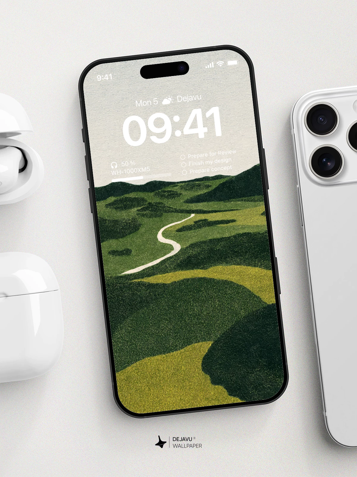 Green Hills Winding Road Landscape Wallpaper 4K for iPhone Lock Screen