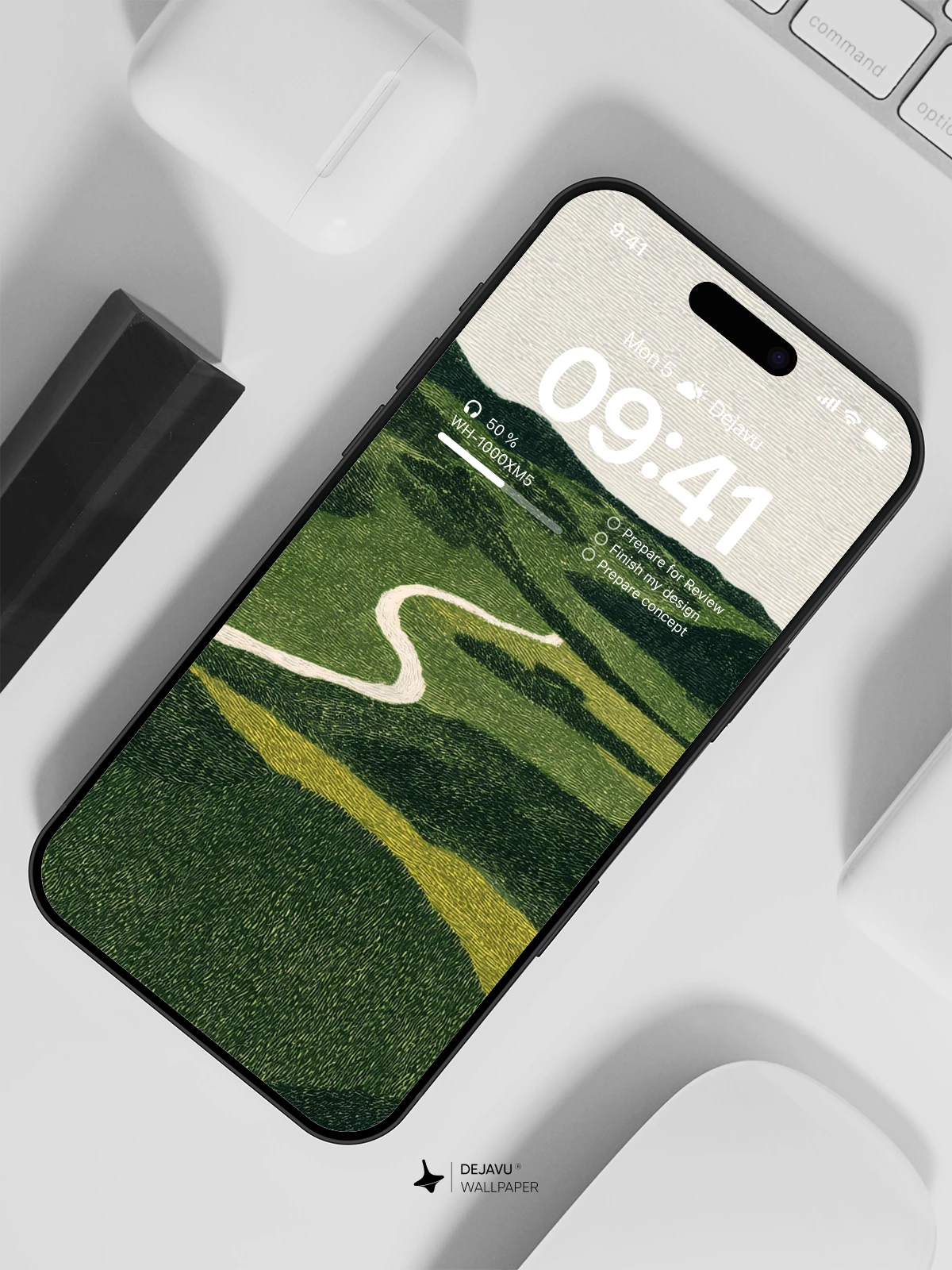 Green Hills Winding Road Landscape Wallpaper 4K for iPhone Lock Screen