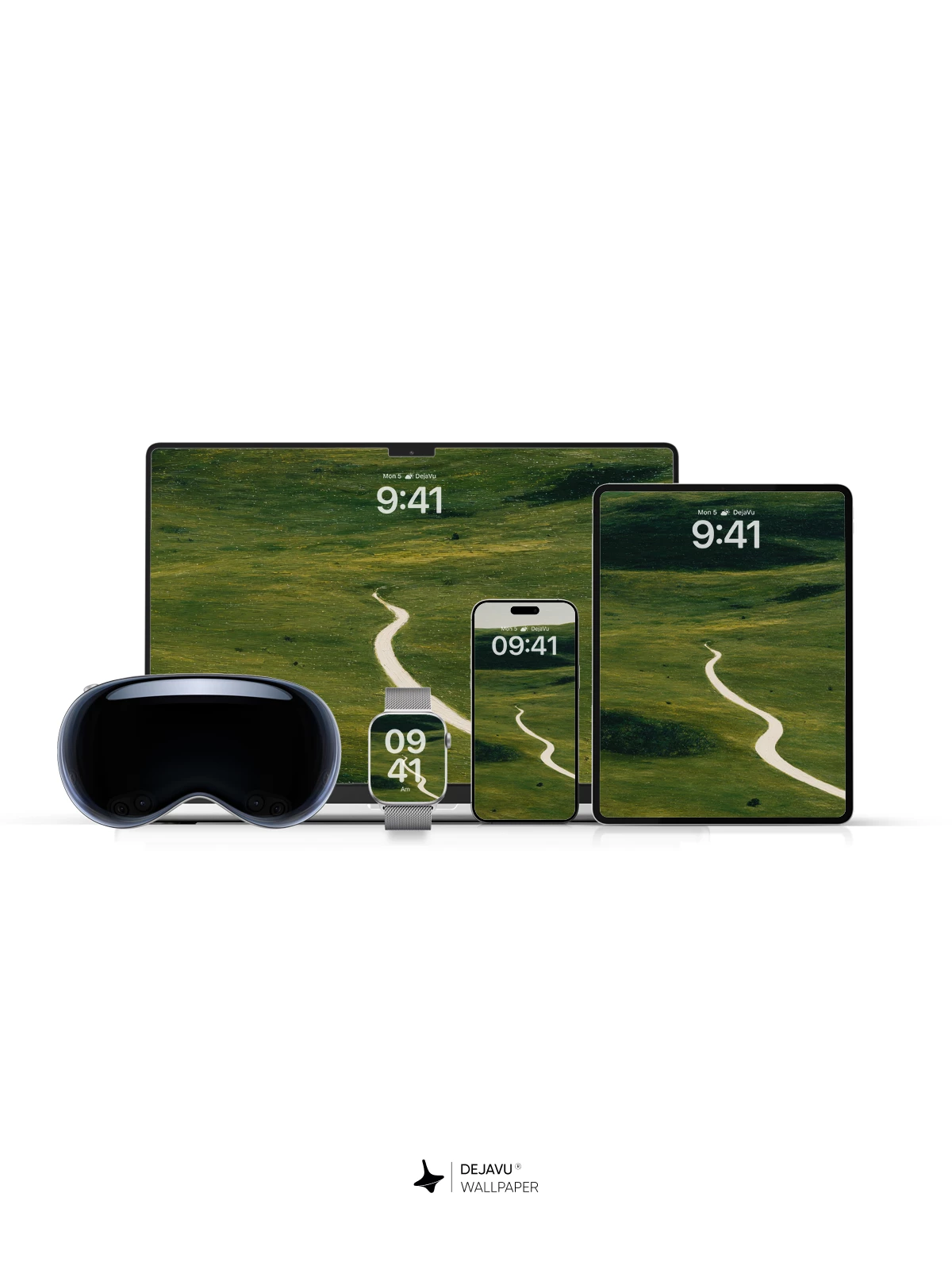 Green Rolling Hills Path Wallpaper 4K for iPhone Lock Screen