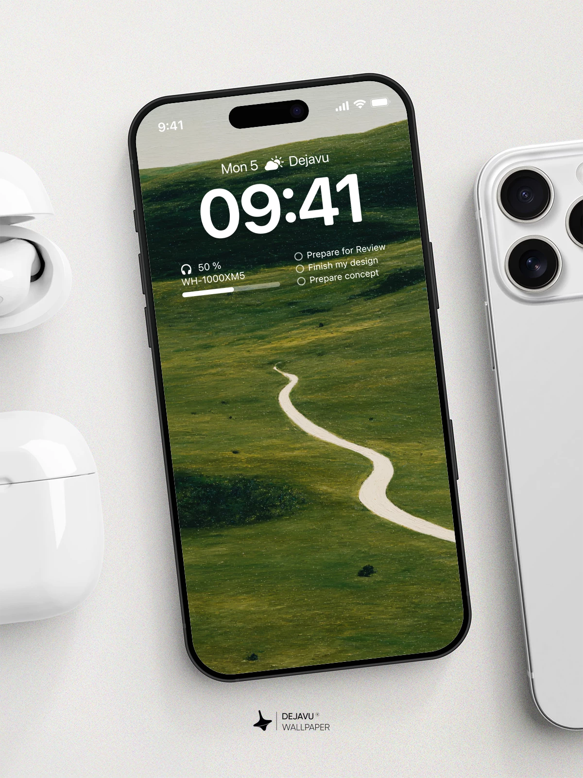 Green Rolling Hills Path Wallpaper 4K for iPhone Lock Screen