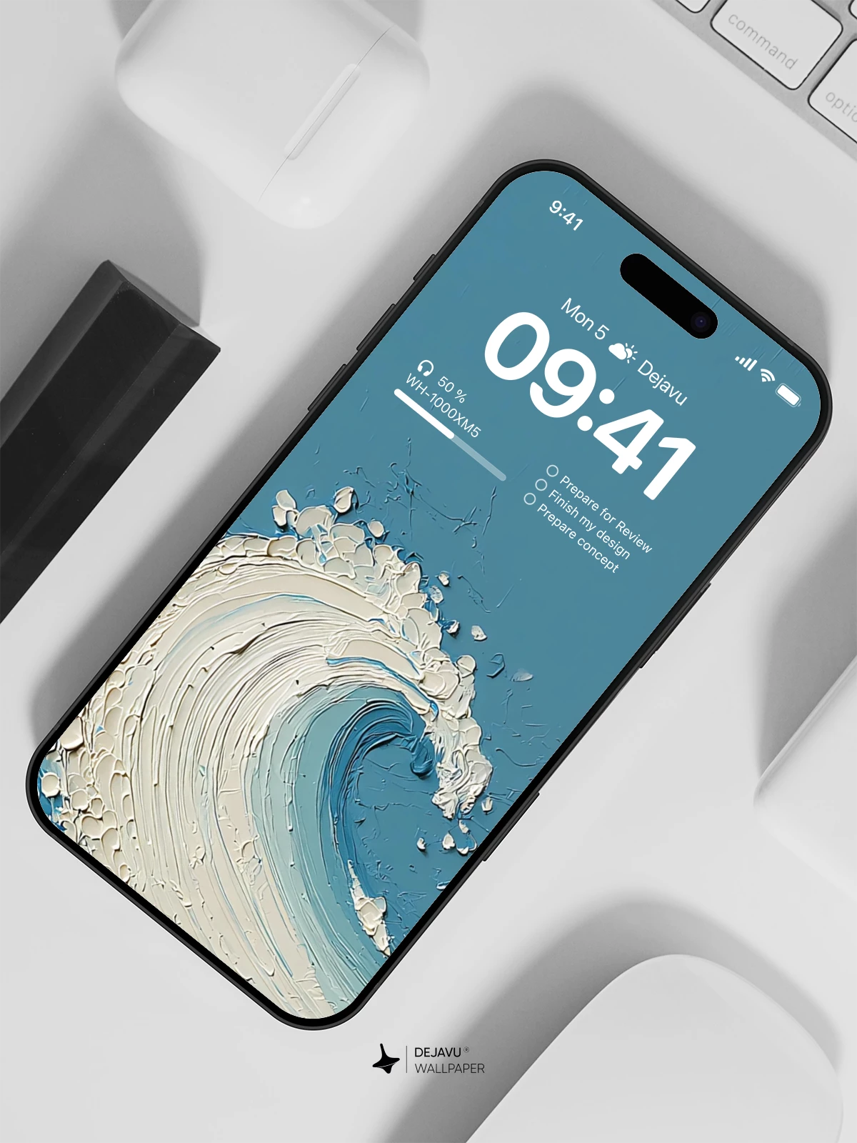 Abstract Blue Ocean Wave Texture 4K Wallpaper for iPhone Lock Screen