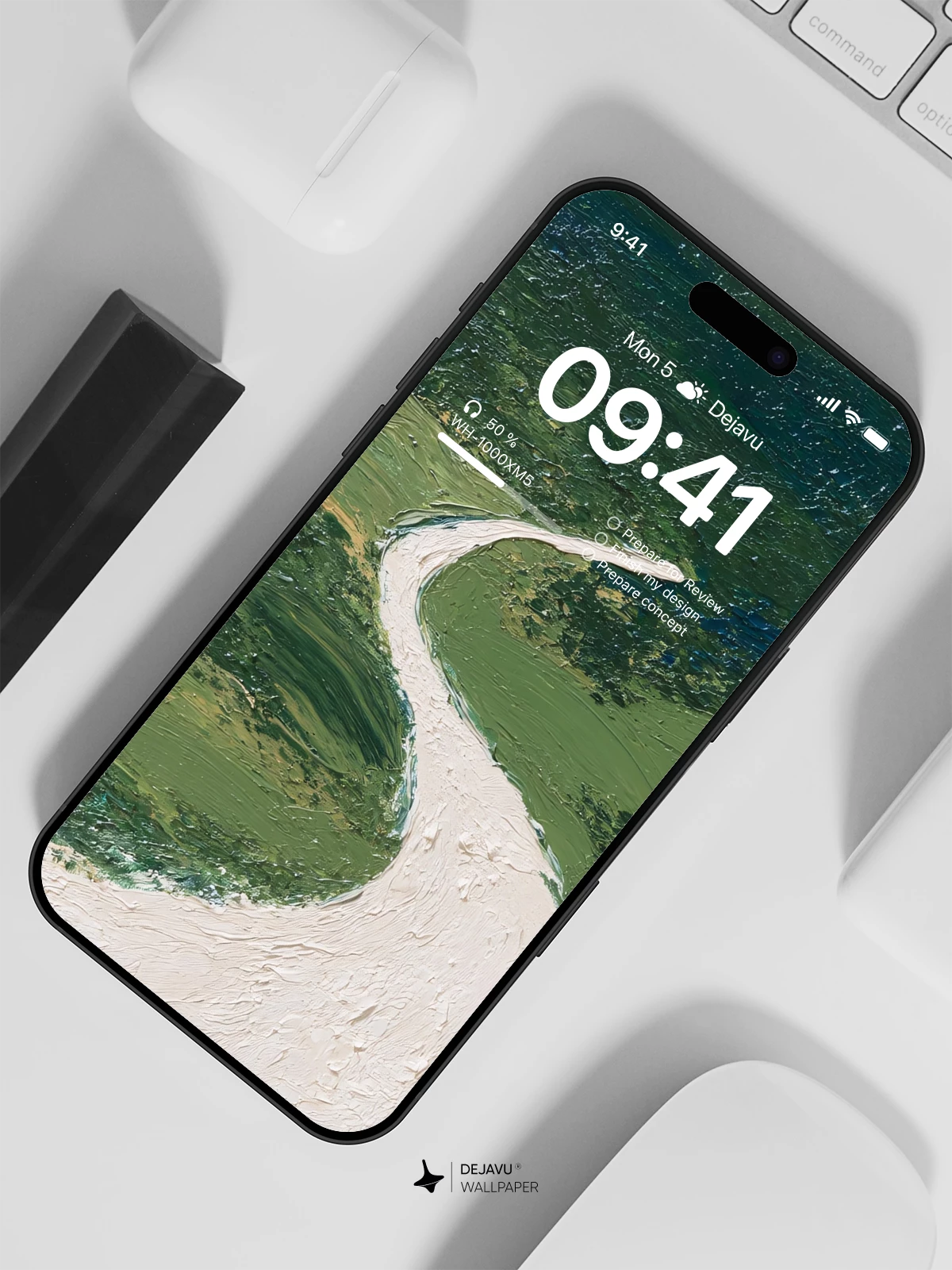 Abstract River Landscape Painting Wallpaper 4K for iPhone Lock Screen