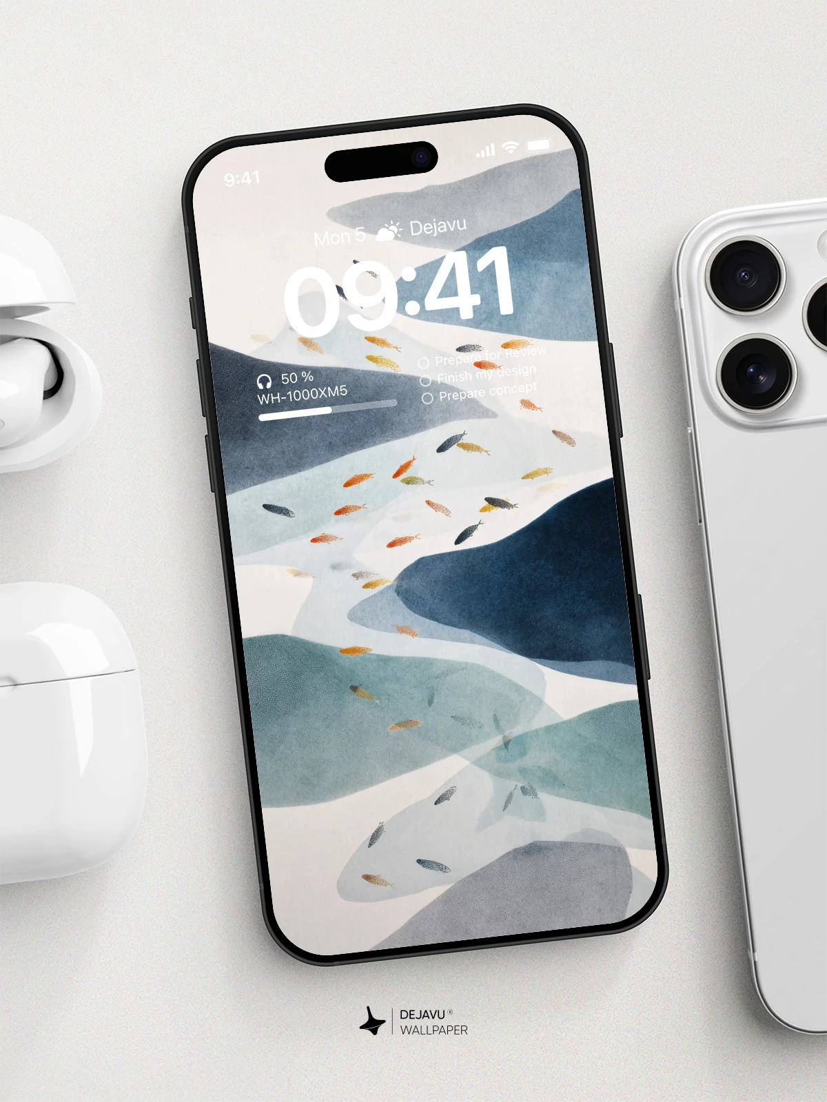 Abstract Watercolor Fish Stream 4K Wallpaper for iPhone Lock Screen
