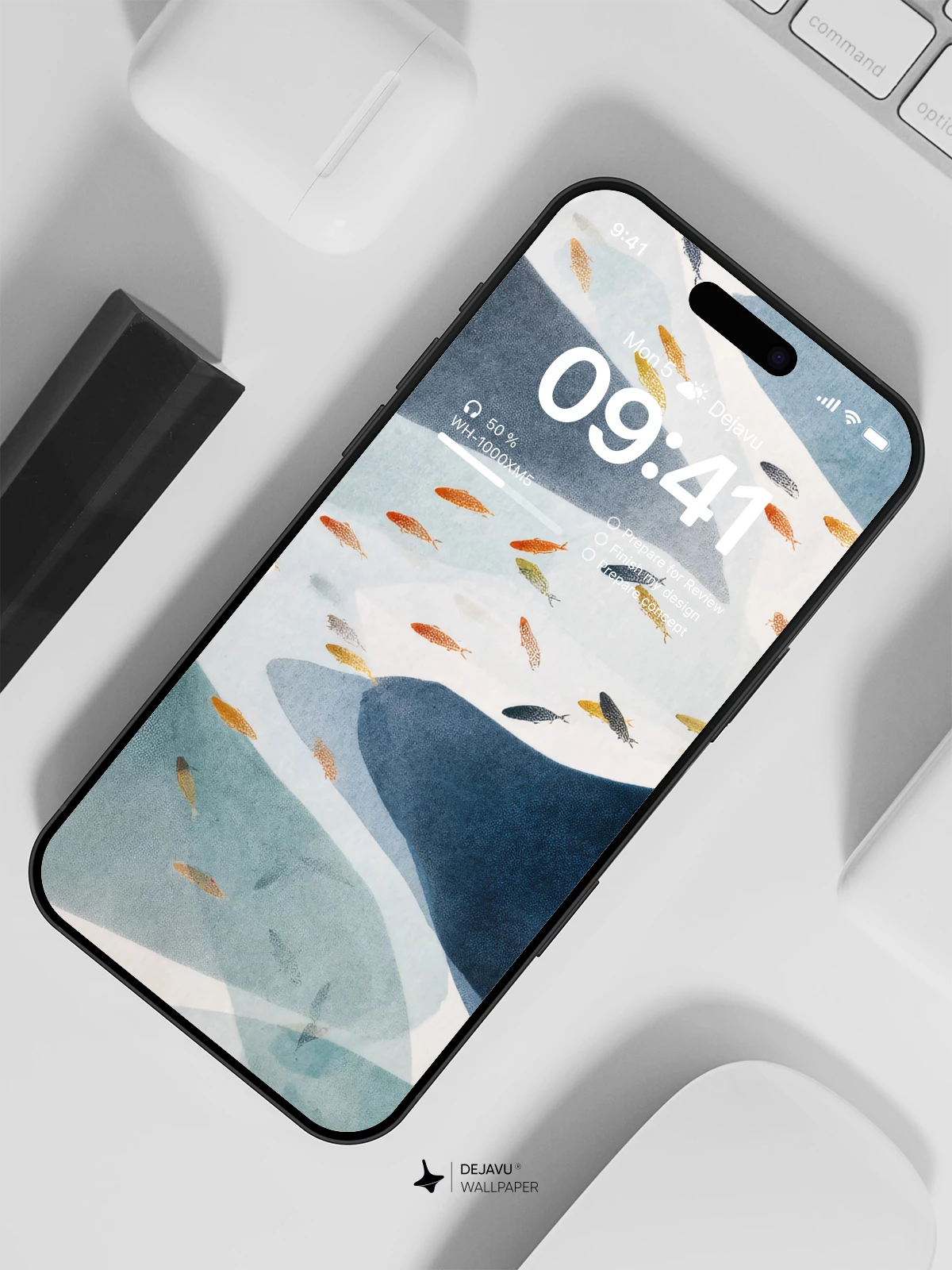 Abstract Watercolor Fish Stream 4K Wallpaper for iPhone Lock Screen