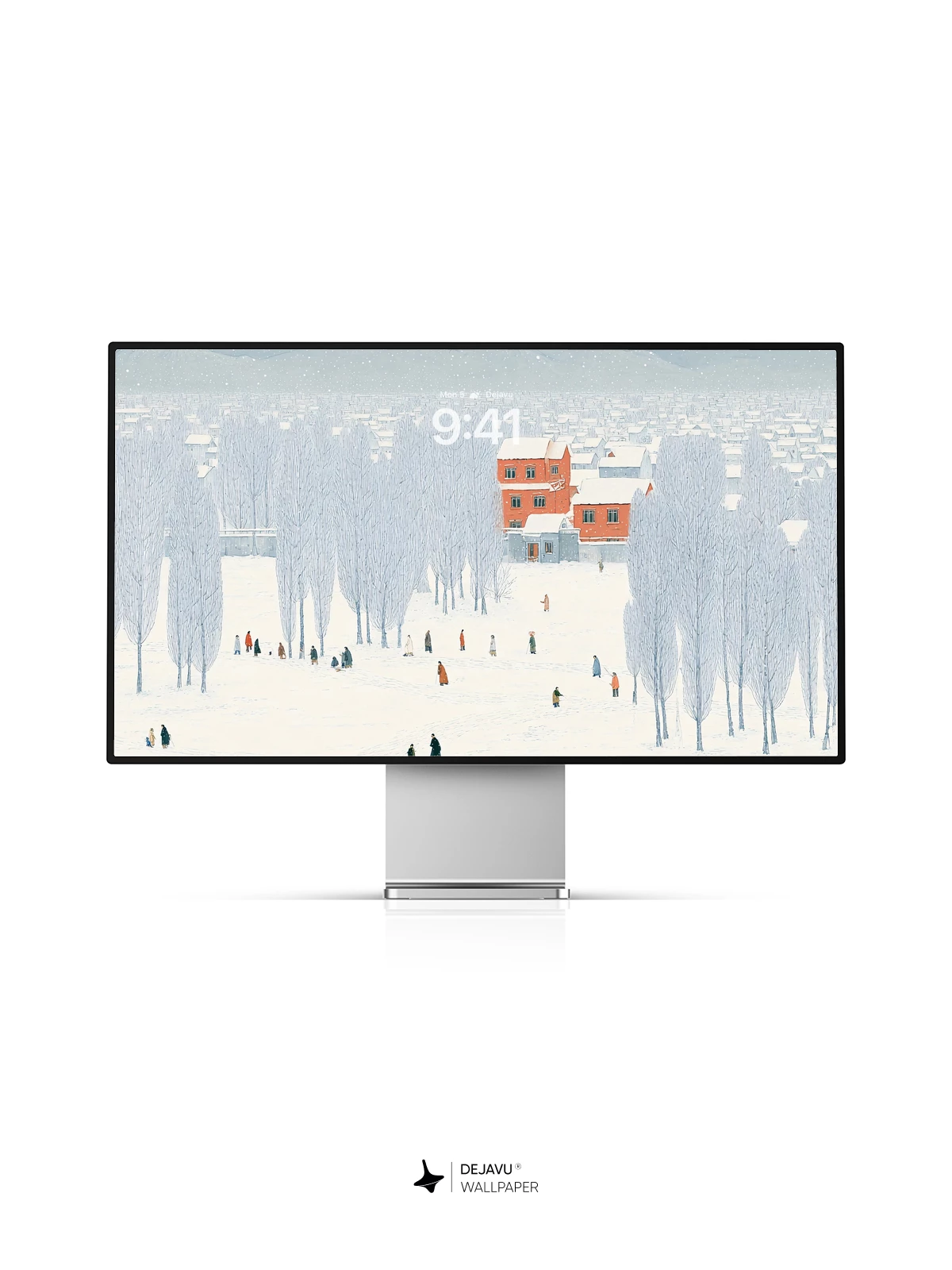 Winter Cityscape Illustration Wallpaper 4K for iPhone Lock Screen