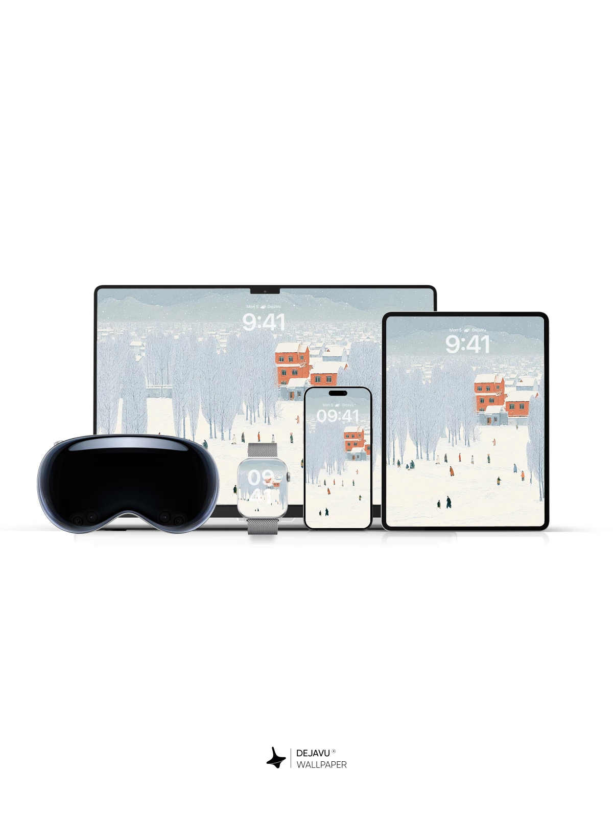 Winter Cityscape Illustration Wallpaper 4K for iPhone Lock Screen