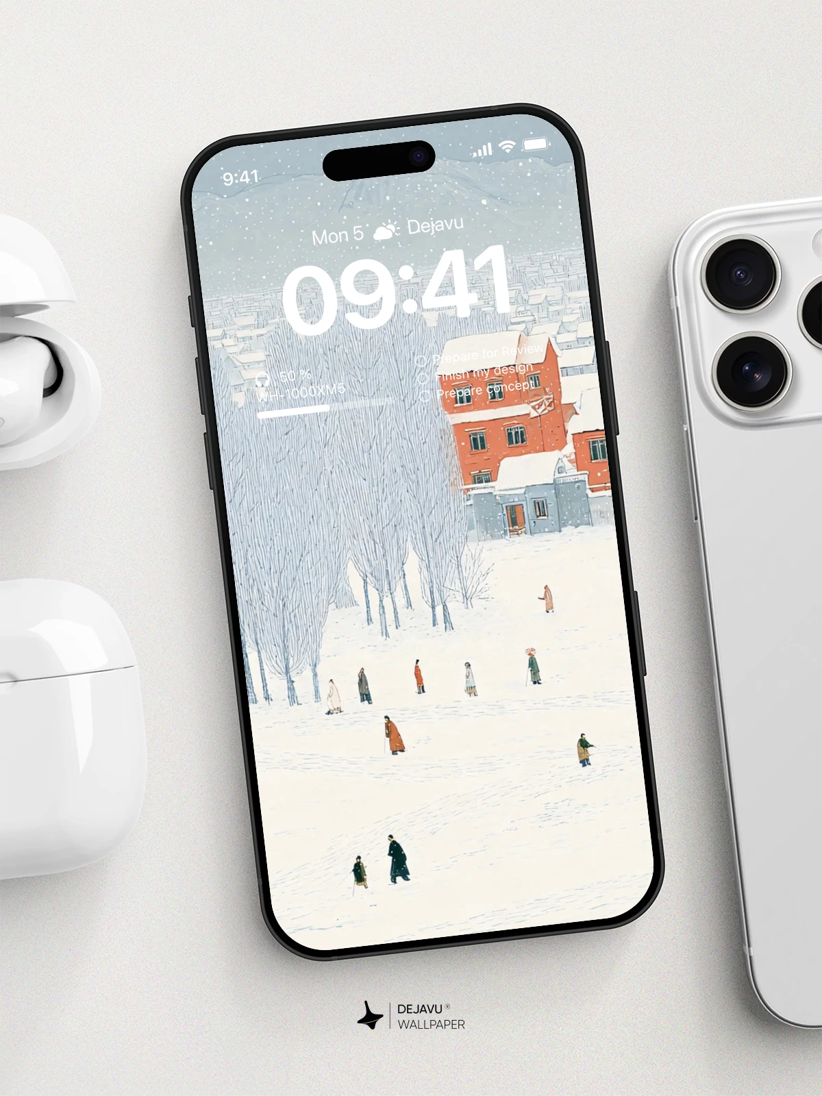 Winter Cityscape Illustration Wallpaper 4K for iPhone Lock Screen