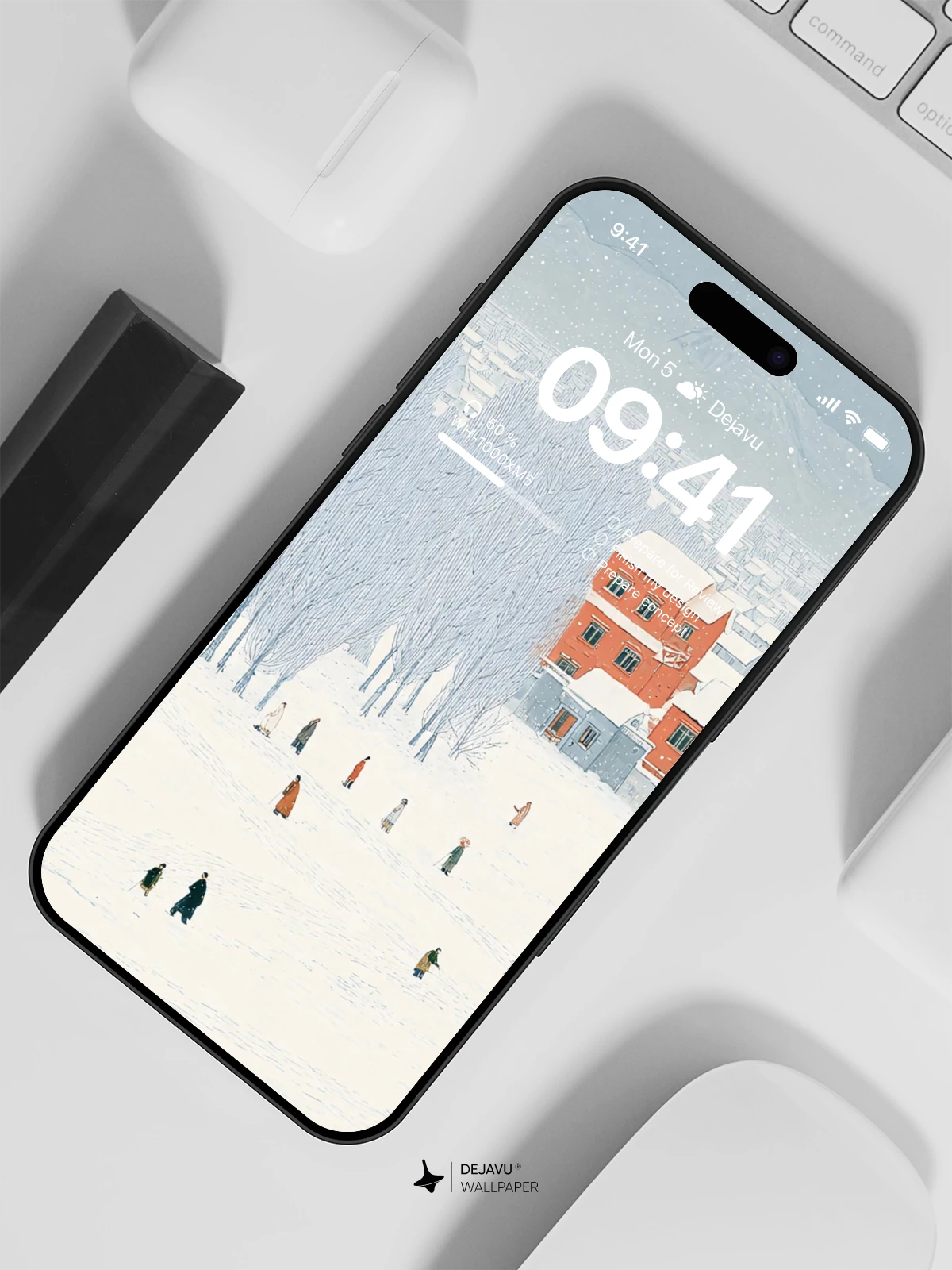 Winter Cityscape Illustration Wallpaper 4K for iPhone Lock Screen