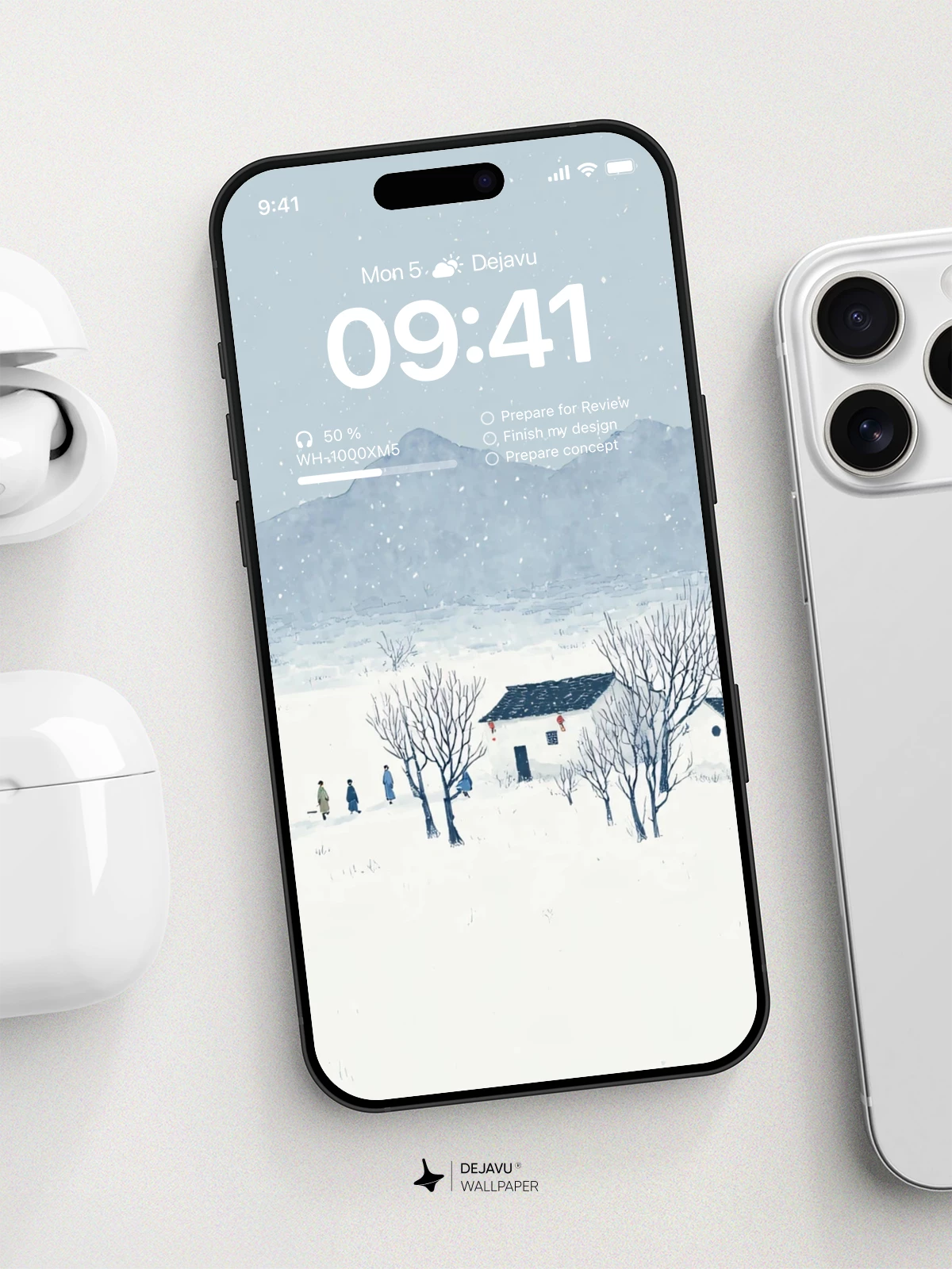 Winter Village Snow Landscape Wallpaper 4K for iPhone Lock Screen