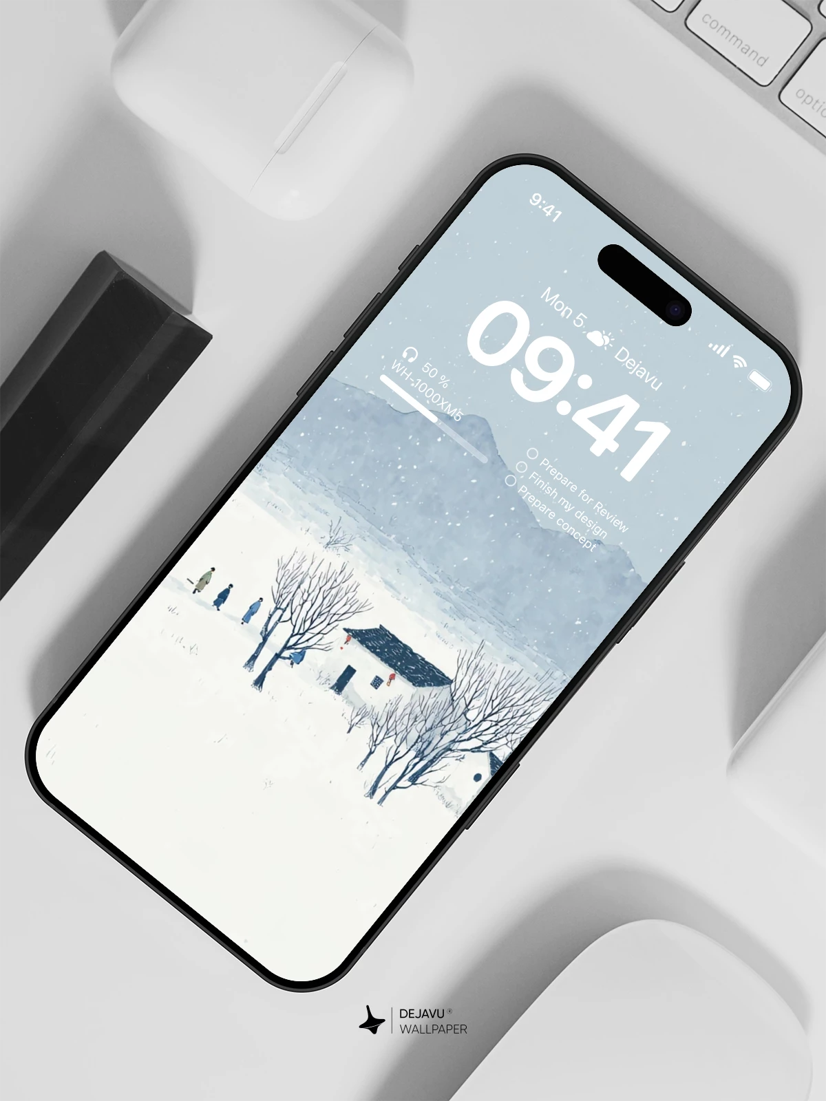 Winter Village Snow Landscape Wallpaper 4K for iPhone Lock Screen