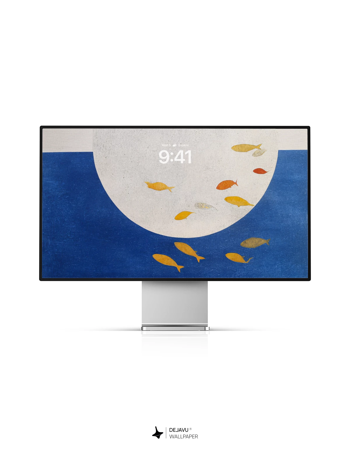 Minimalist Ocean Moon Fish Wallpaper 4K for iPhone Lock Screen