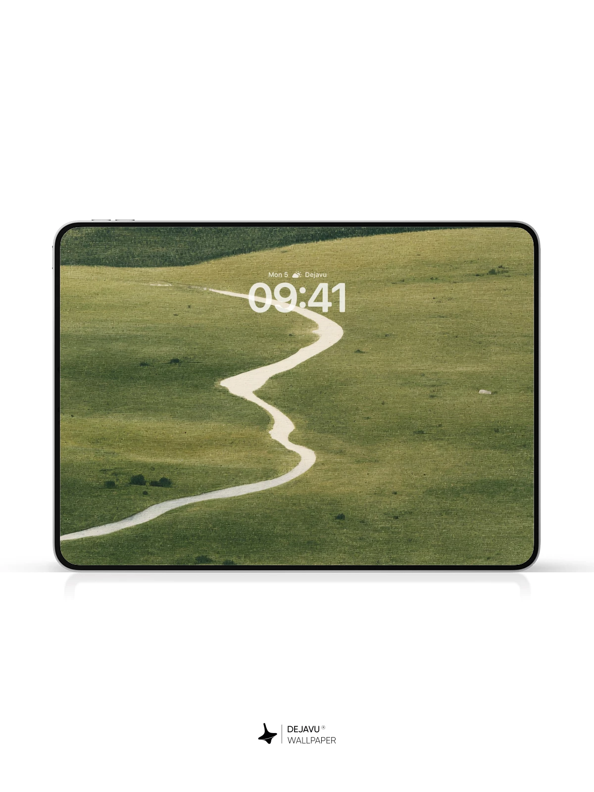 Minimal Green Landscape Path Wallpaper 4K for iPhone Lock Screen