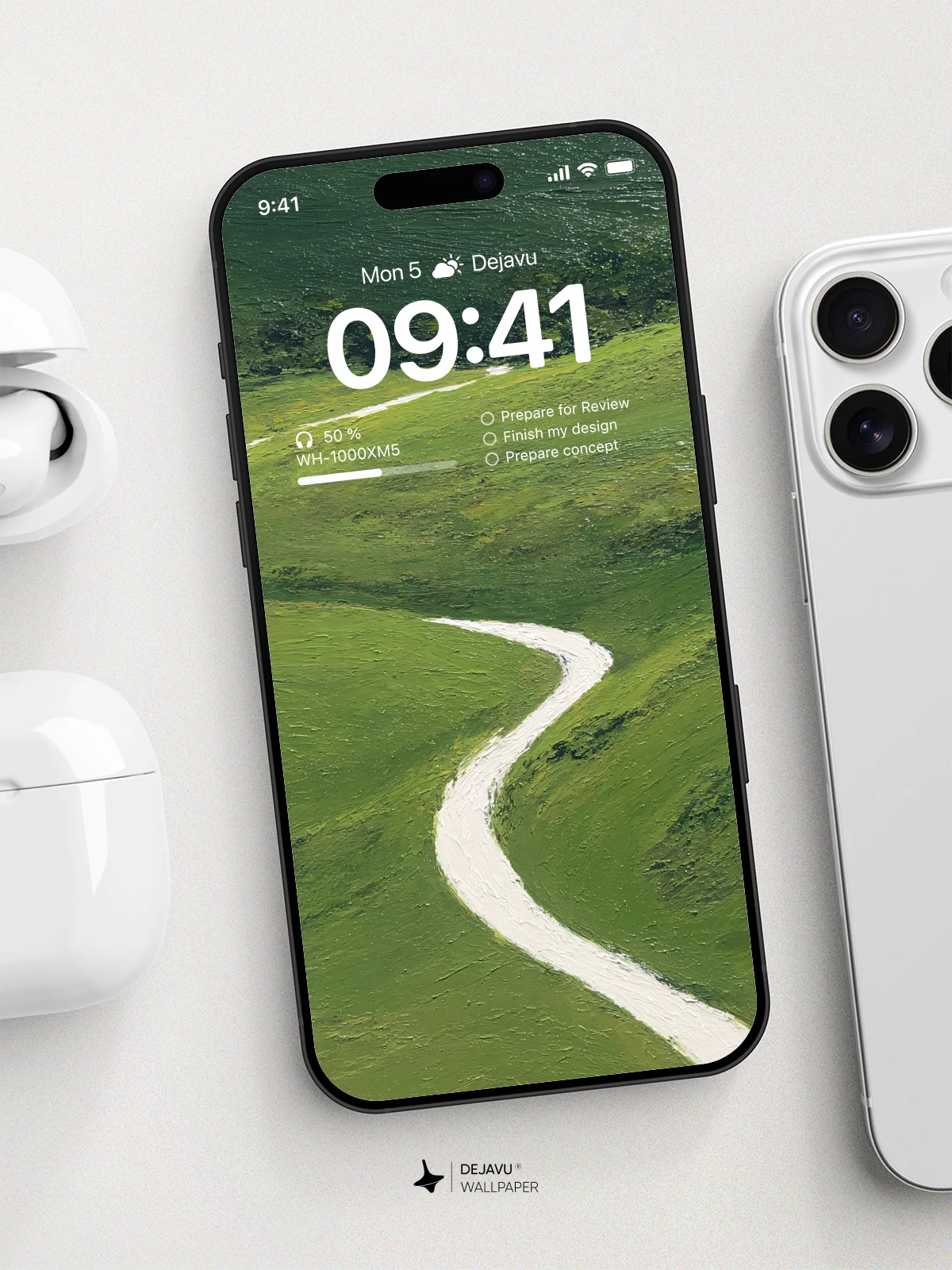 Green Winding Path Landscape Wallpaper 4K for iPhone Lock Screen