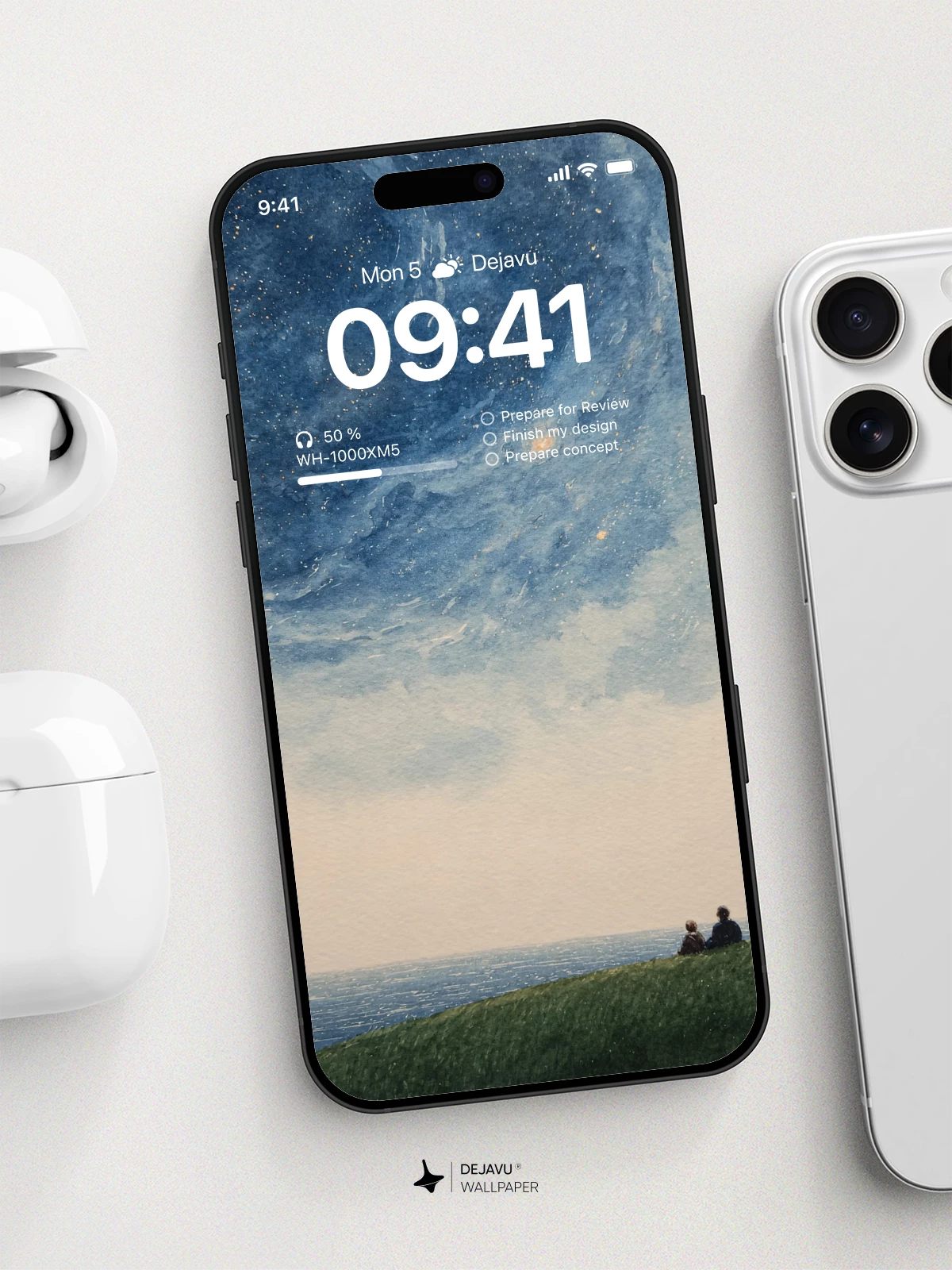 Starry Night Sky Couple Wallpaper 4K for iPhone Lock Screen