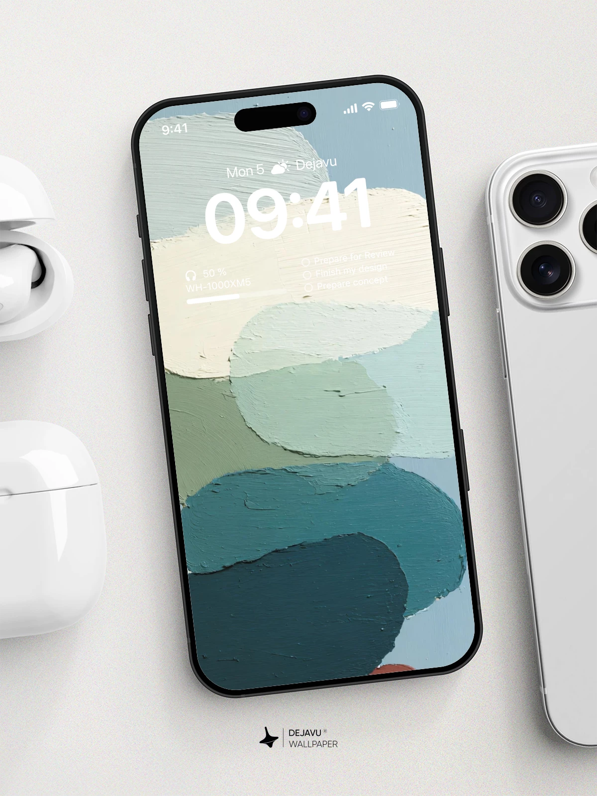 Abstract Blue Green Stone Stack Wallpaper 4K for iPhone Lock Screen