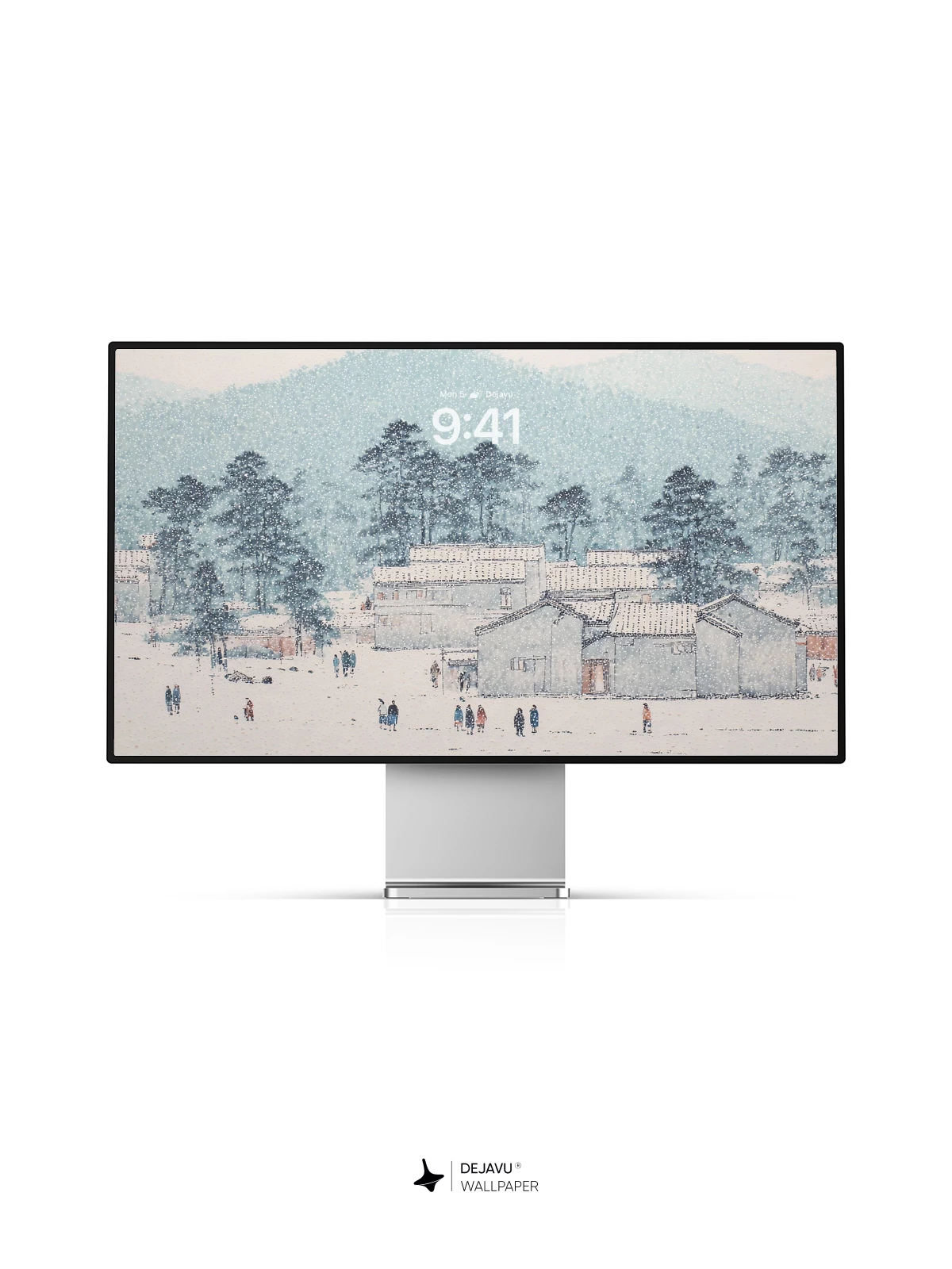 Snowy Village Landscape Wallpaper 4K for iPhone Lock Screen
