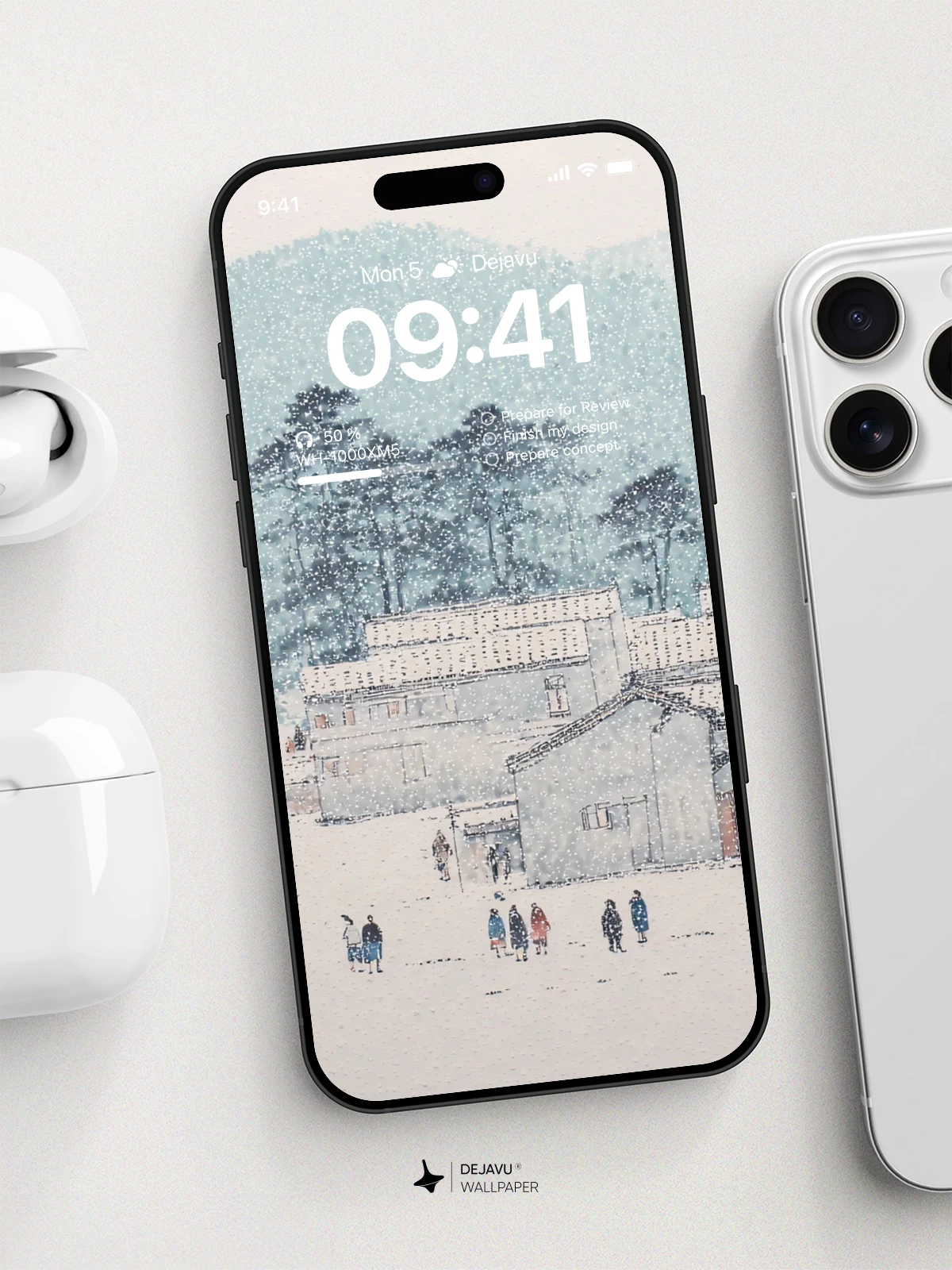 Snowy Village Landscape Wallpaper 4K for iPhone Lock Screen