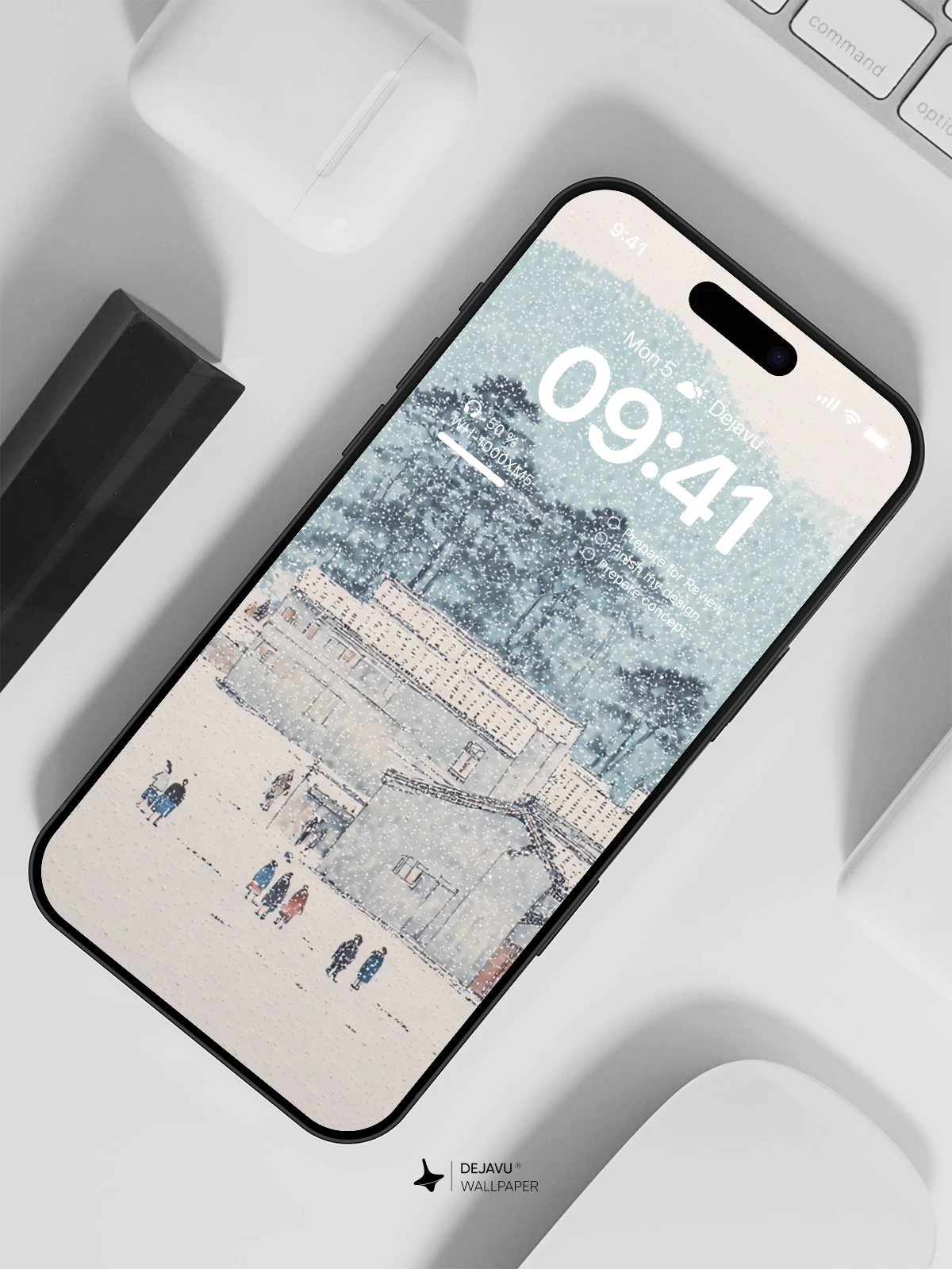 Snowy Village Landscape Wallpaper 4K for iPhone Lock Screen
