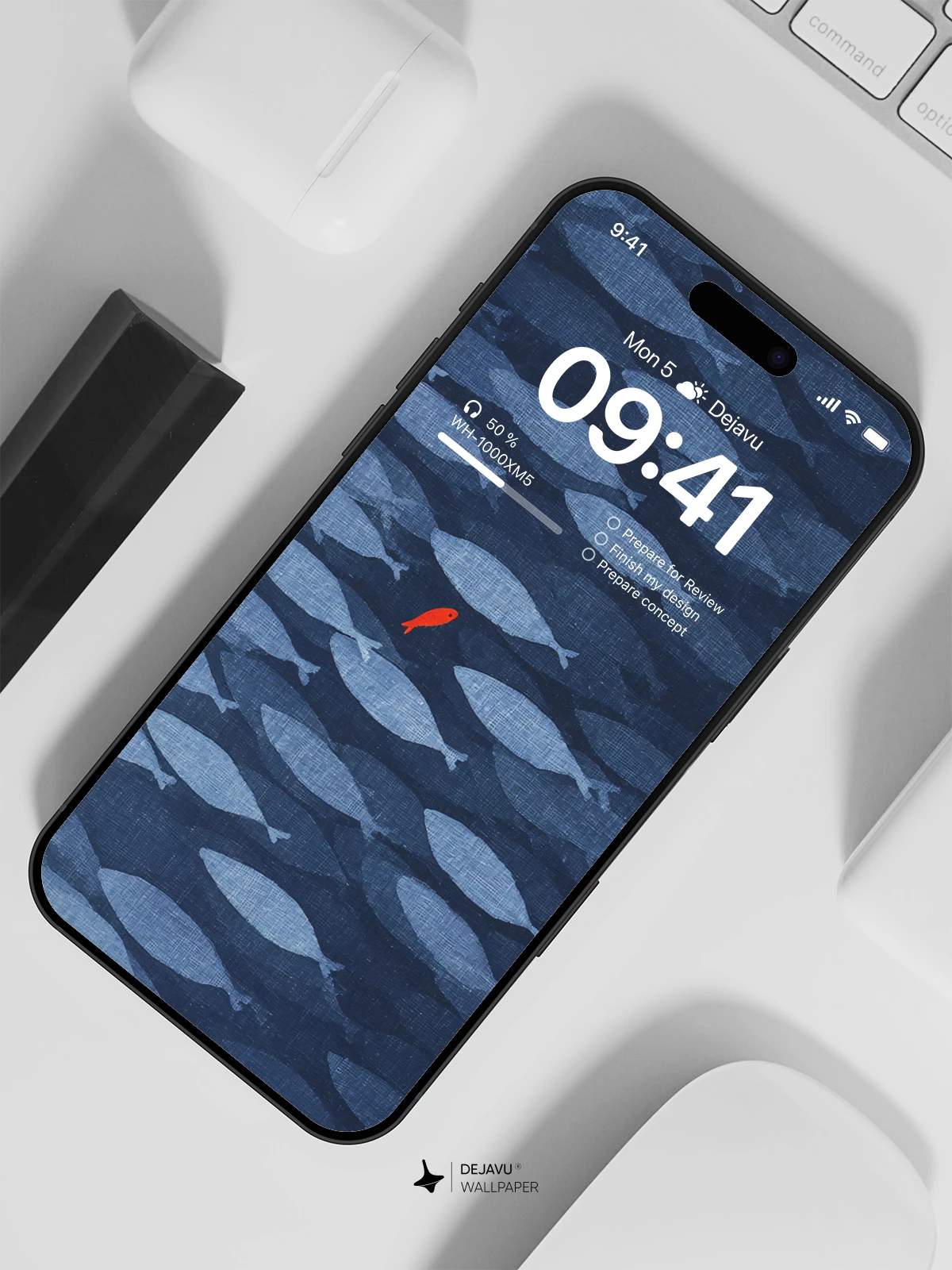 Fish School Blue Ocean Minimalist Wallpaper 4K for iPhone Lock Screen