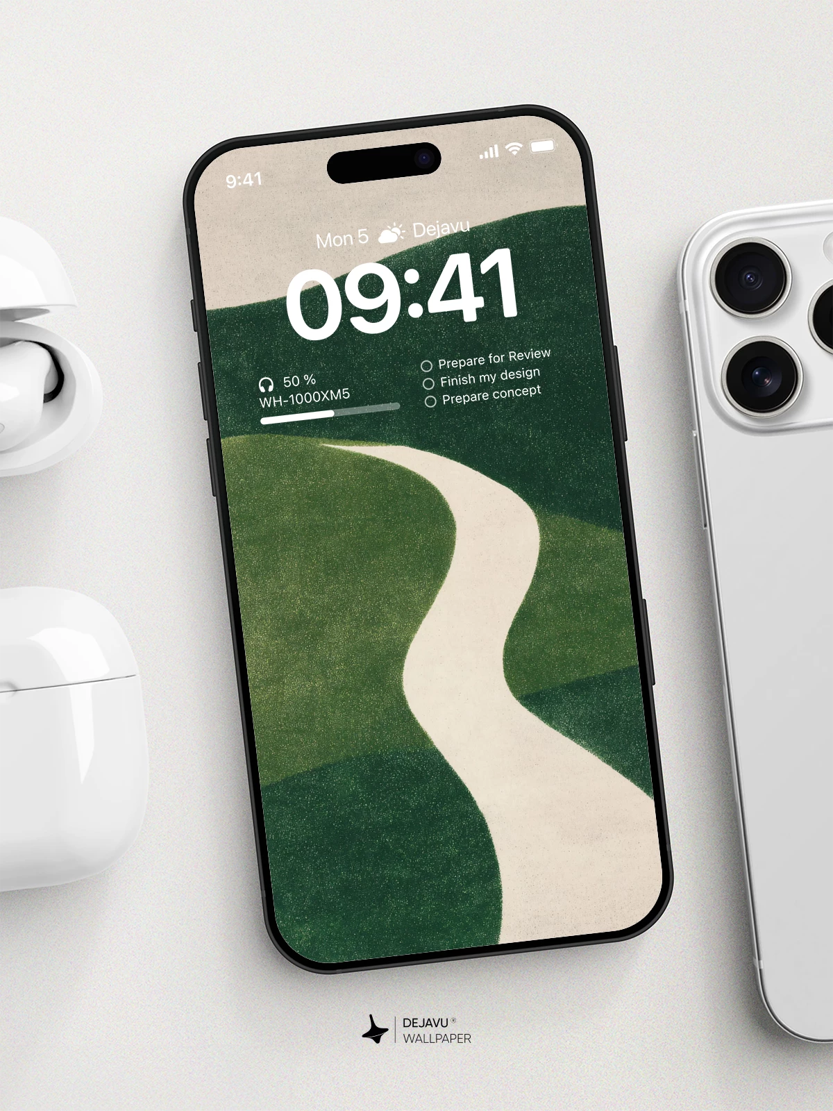Abstract Green Hills River Wallpaper 4K for iPhone Lock Screen