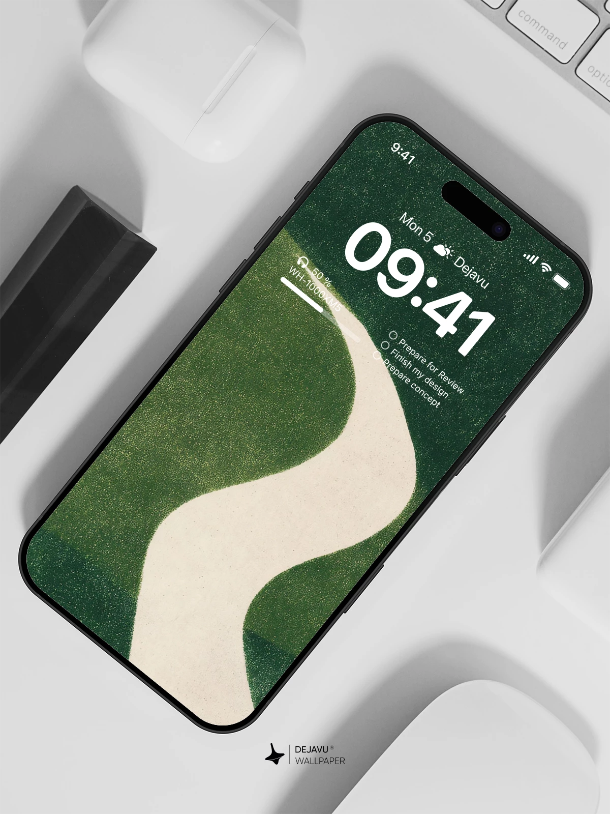 Abstract Green Hills River Wallpaper 4K for iPhone Lock Screen