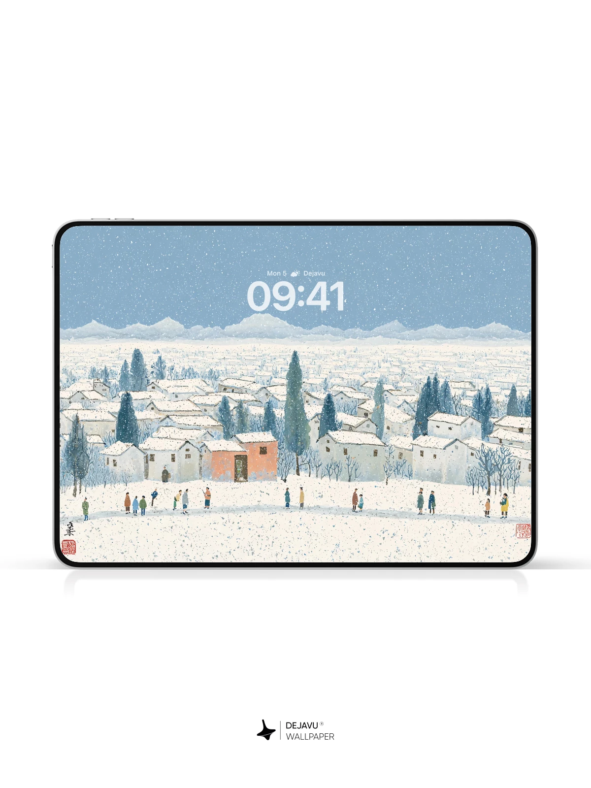 Snowy Village Landscape Wallpaper 4K for iPhone Lock Screen
