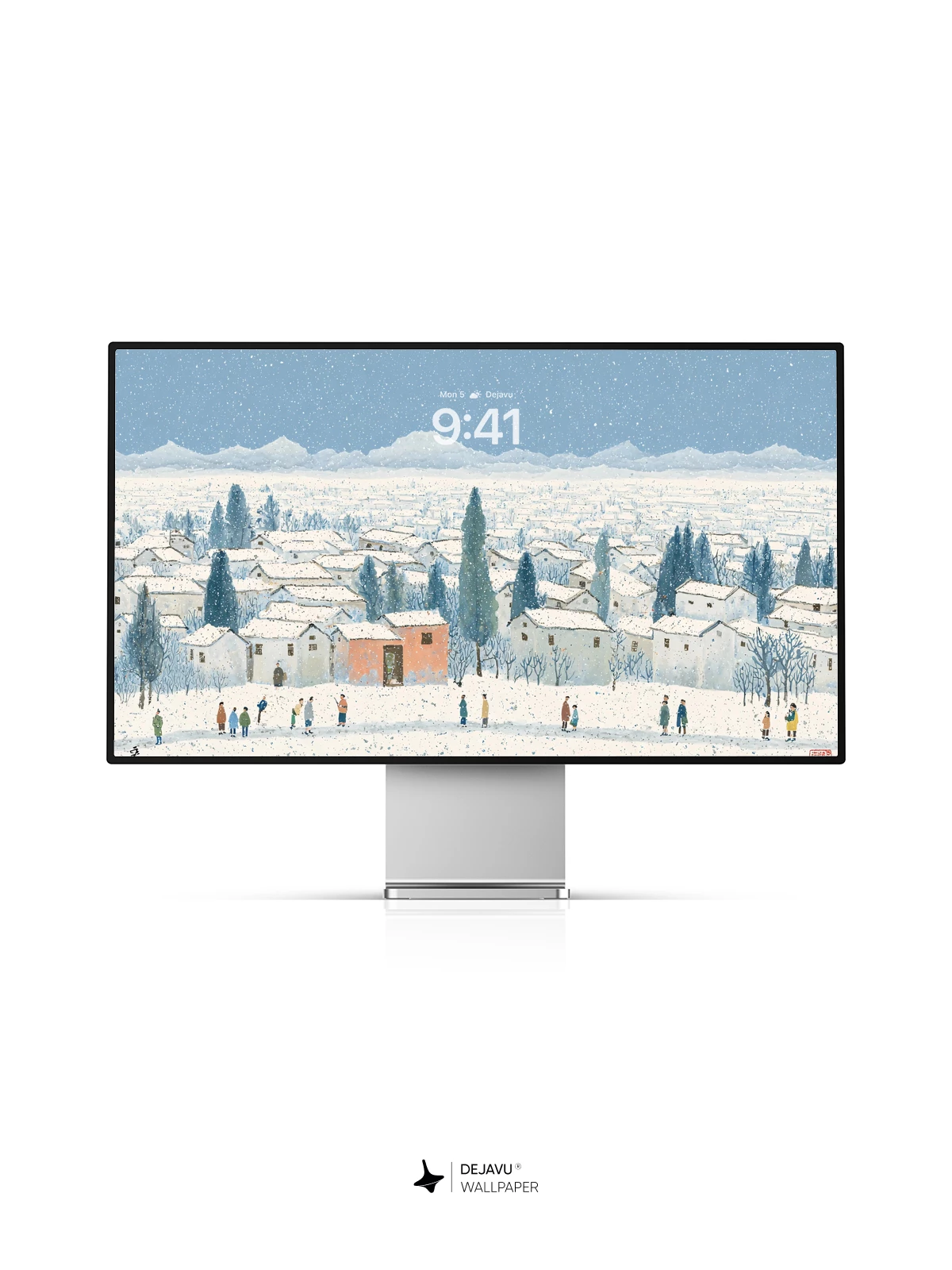 Snowy Village Landscape Wallpaper 4K for iPhone Lock Screen