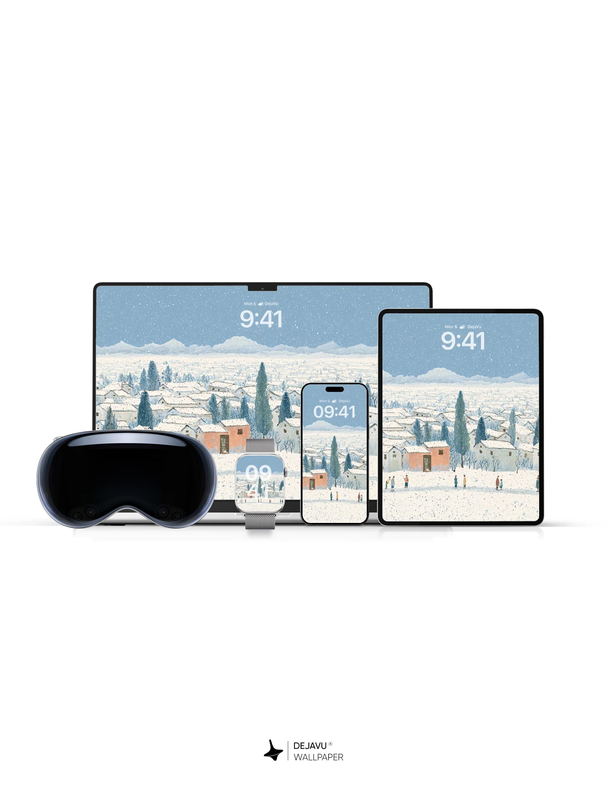 Snowy Village Landscape Wallpaper 4K for iPhone Lock Screen