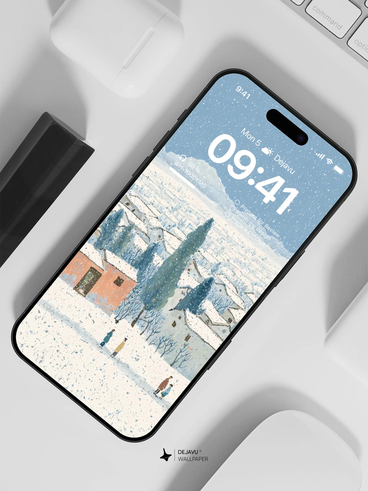 Snowy Village Landscape Wallpaper 4K for iPhone Lock Screen
