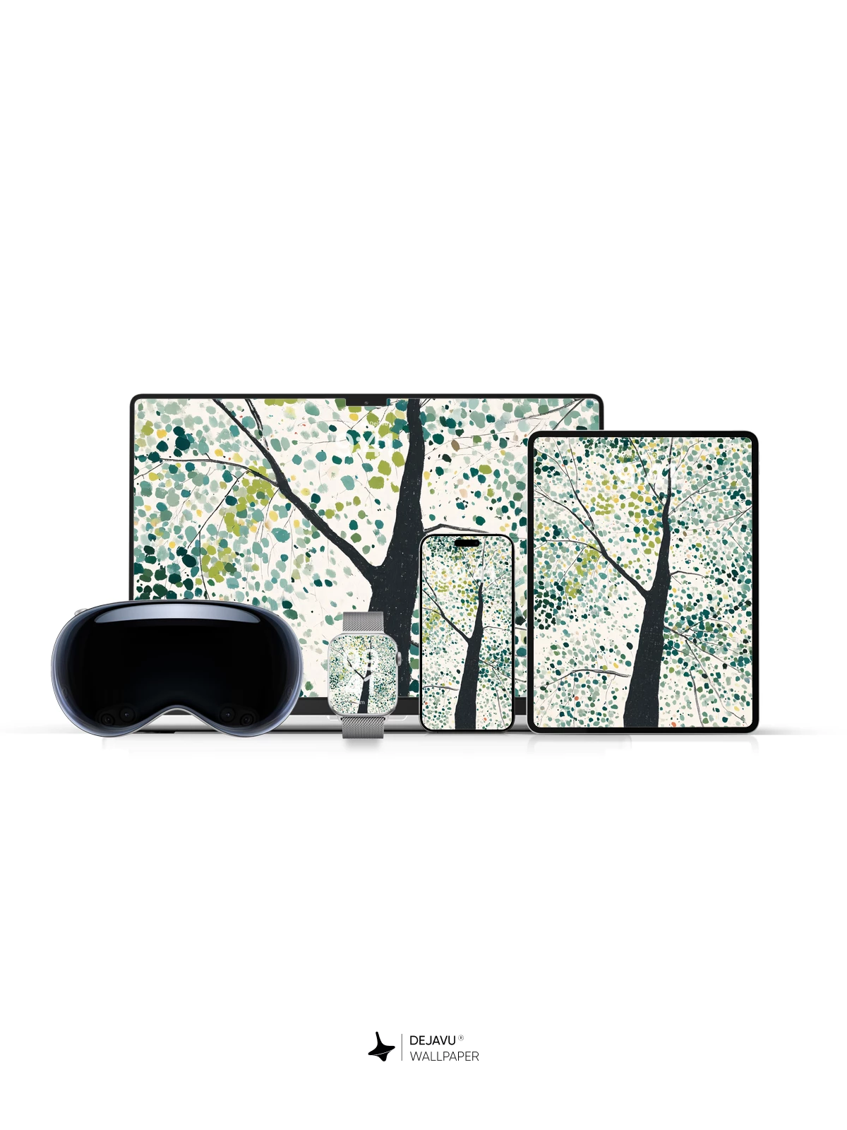 Abstract Green Tree Dot Art Wallpaper 4K for iPhone Lock Screen