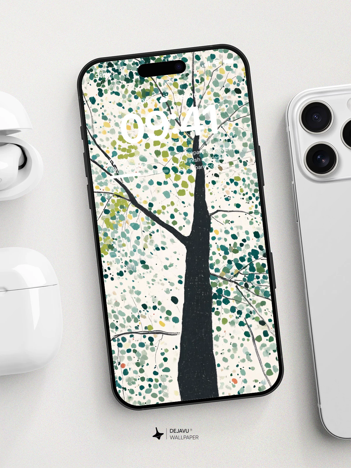 Abstract Green Tree Dot Art Wallpaper 4K for iPhone Lock Screen
