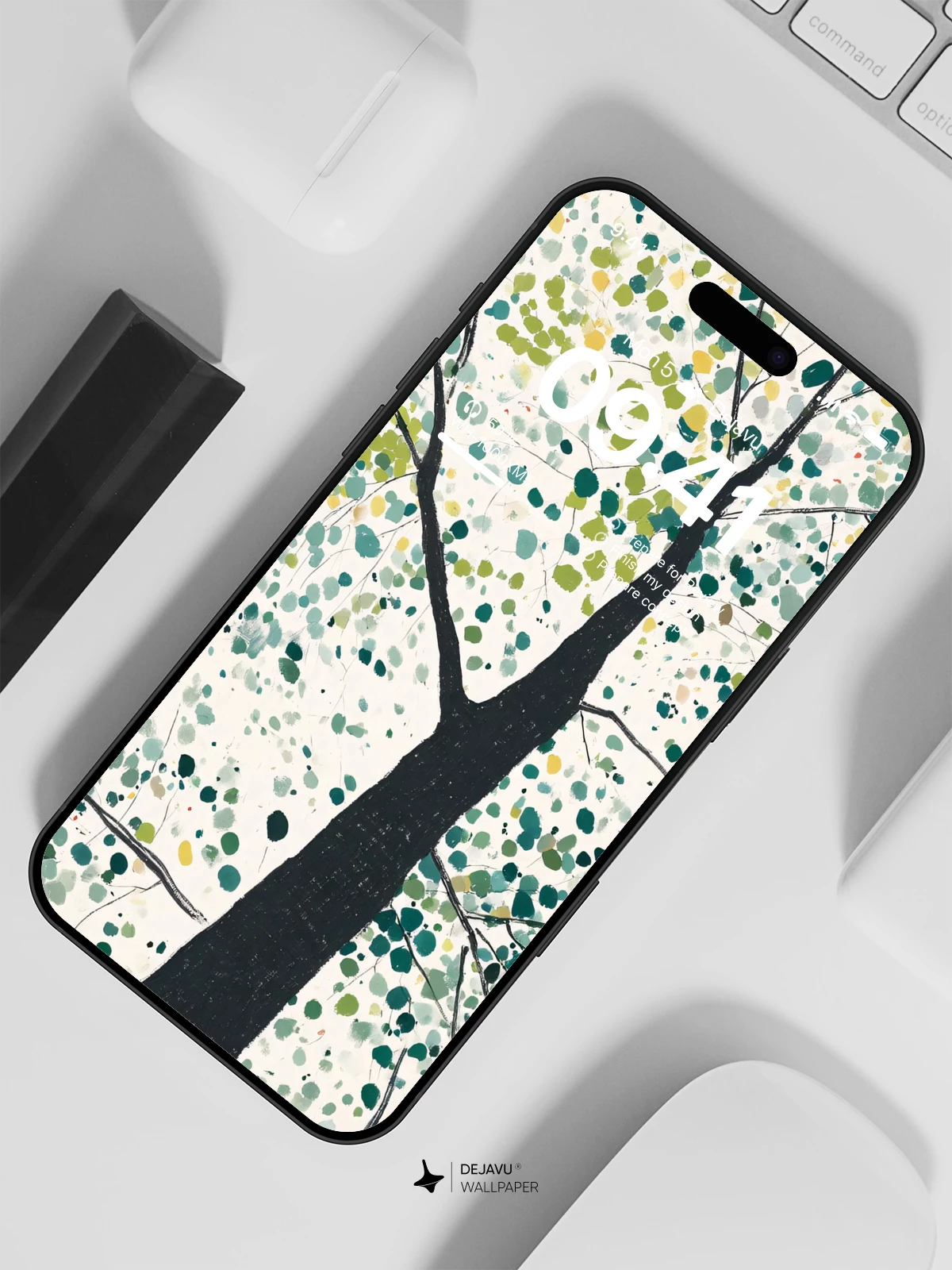 Abstract Green Tree Dot Art Wallpaper 4K for iPhone Lock Screen