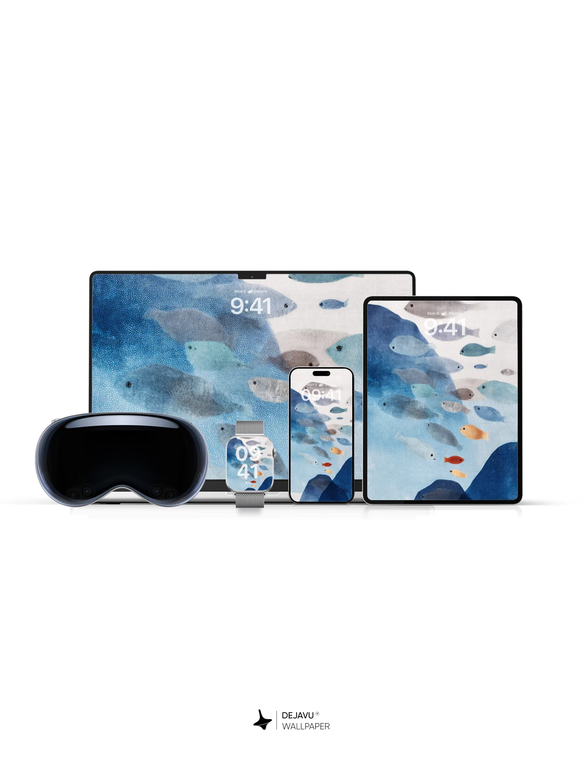 Underwater Fish School Watercolor Wallpaper 4K for iPhone Lock Screen