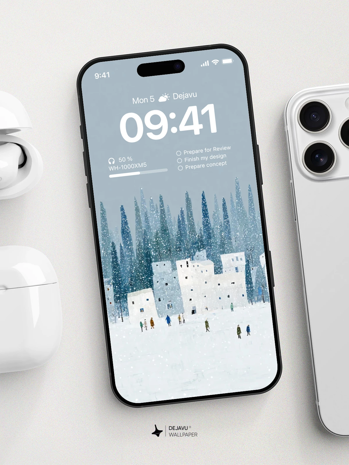 Winter Village Snowscape Wallpaper 4K for iPhone Lock Screen