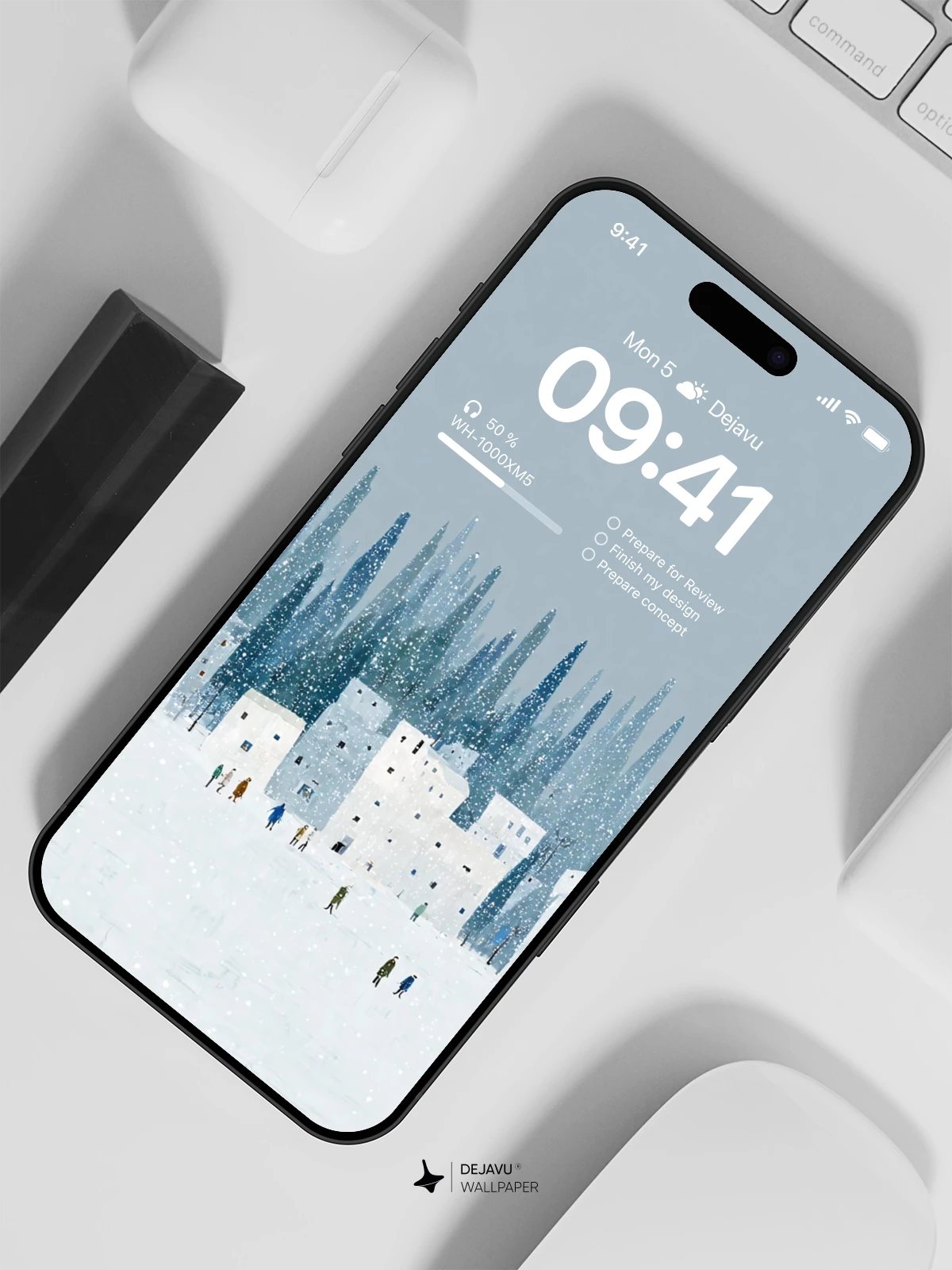 Winter Village Snowscape Wallpaper 4K for iPhone Lock Screen