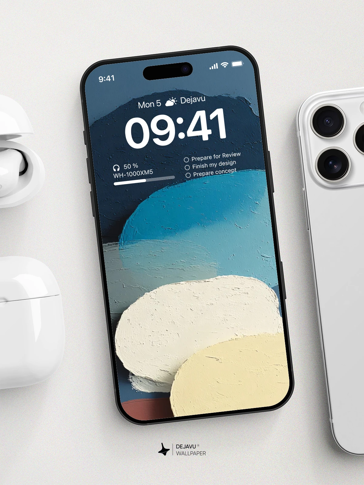 Abstract Blue and Cream Texture Wallpaper 4K for iPhone Lock Screen