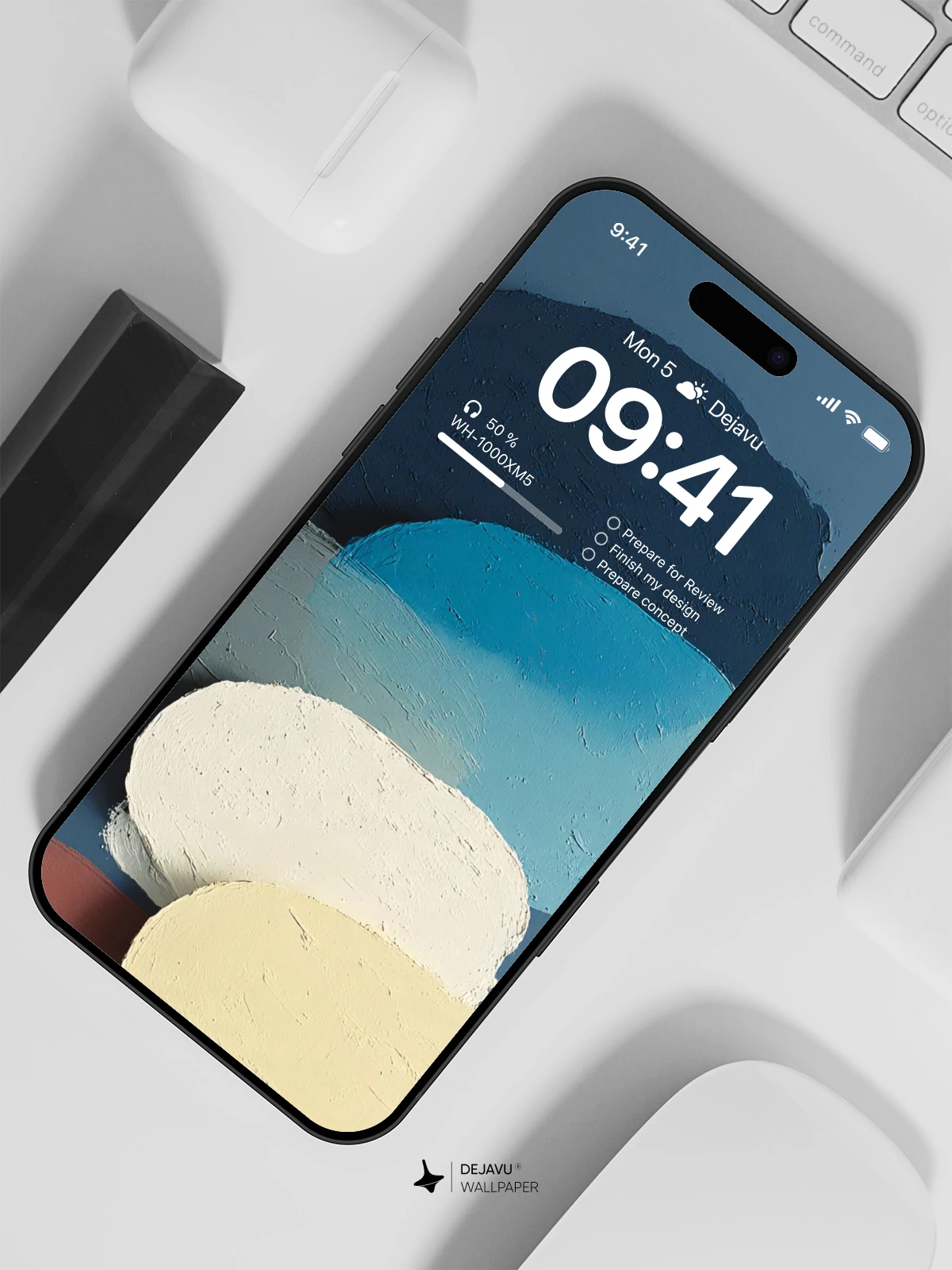 Abstract Blue and Cream Texture Wallpaper 4K for iPhone Lock Screen